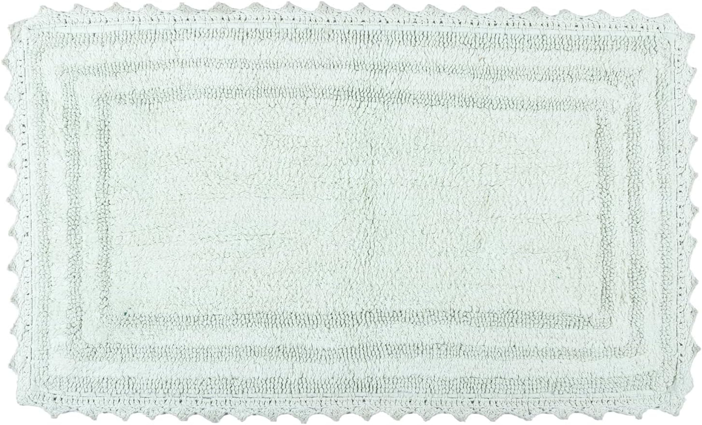 RAJRANG Bath Rug for Bathroom Kitchen Spa with Crochet Cotton Absorbent Soft Reversible Woven Bath Mat Meadow Mist Rectangle 34x21 Inches