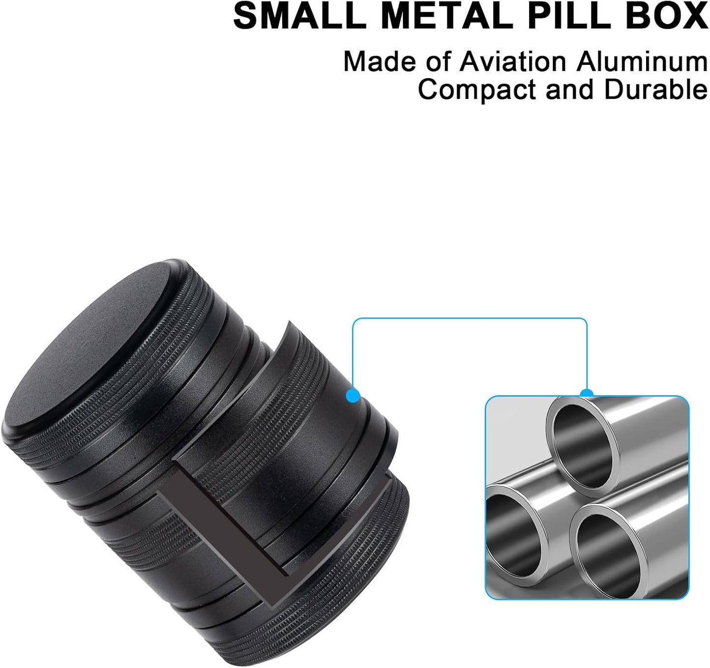 Pill Box 2 Times a Day - Metal Pill Case, Portable Daily 2 Compartment Pill Container, Waterproof Travel Aluminum Pill Holder for Fish Oils, Vitamin, Fish Oil, Supplements