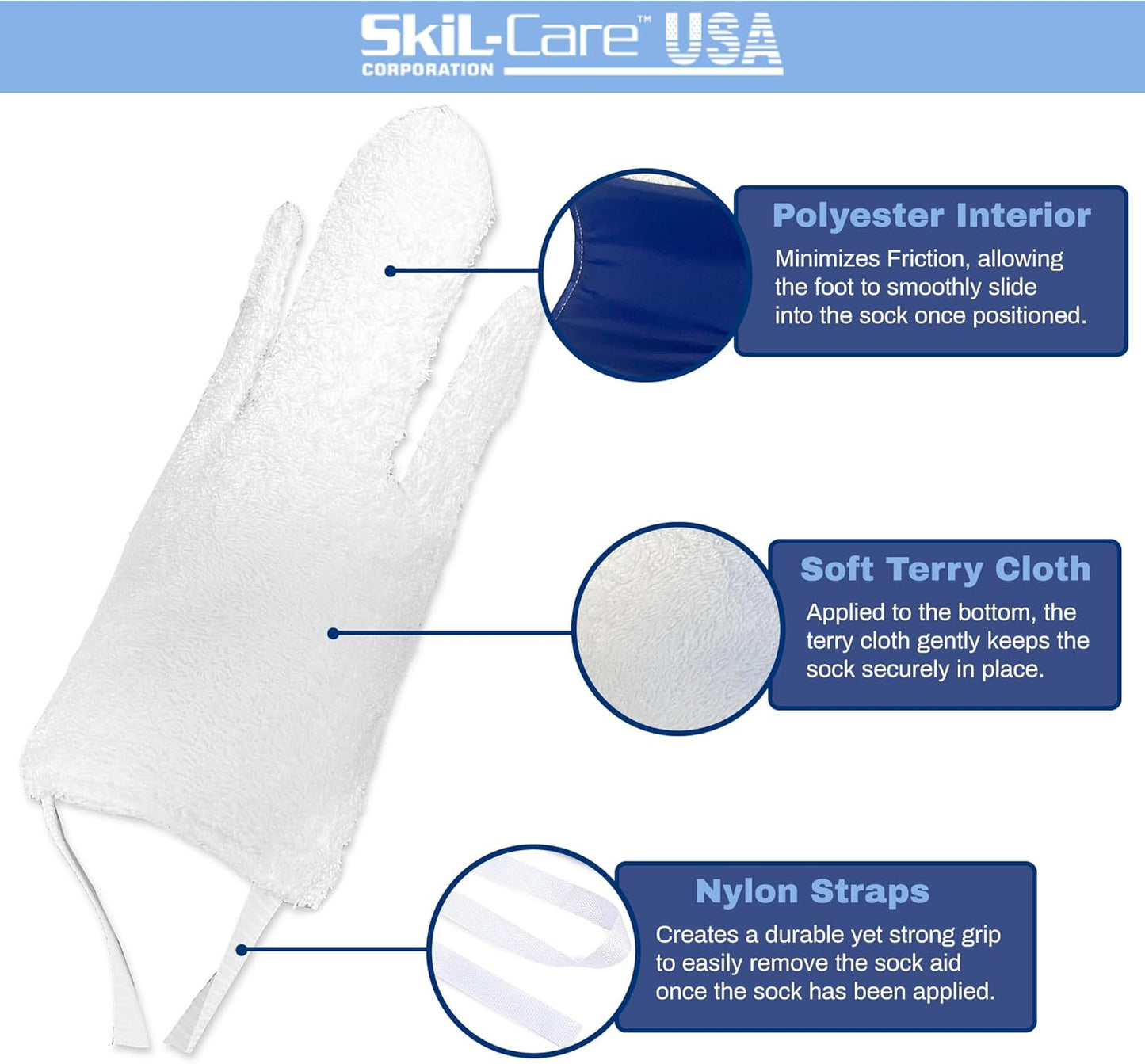 Skil-Care Easy-On Sock Aid Device for Seniors, Flexible Sock Helper for Seniors with Grip Handles, Sock Assistant Device No Bending, Socks Aide for Limited Mobility, 810106