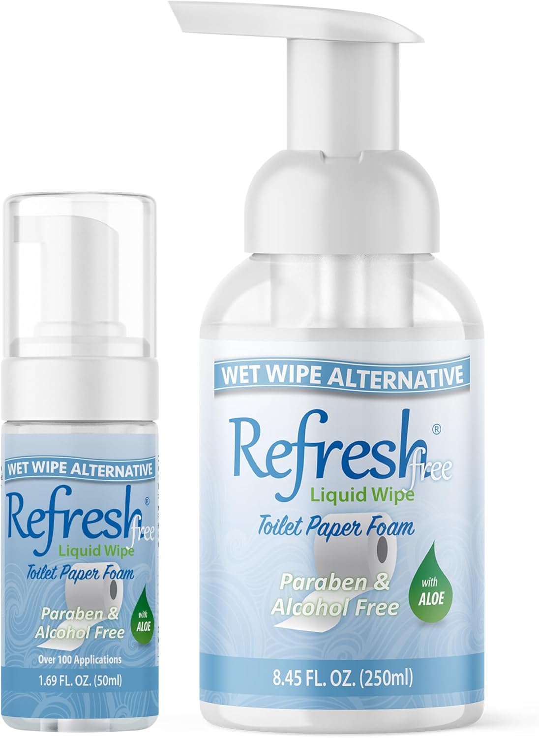 Refresh Liquid Wipe Free: Toilet Paper Foam. Eco-Friendly Wet Wipe Alternative For Sensitive Skin with Aloe and Witch Hazel. Plumbing Safe. 250ml/50ml Combo (10.14 Total Fl Oz).…