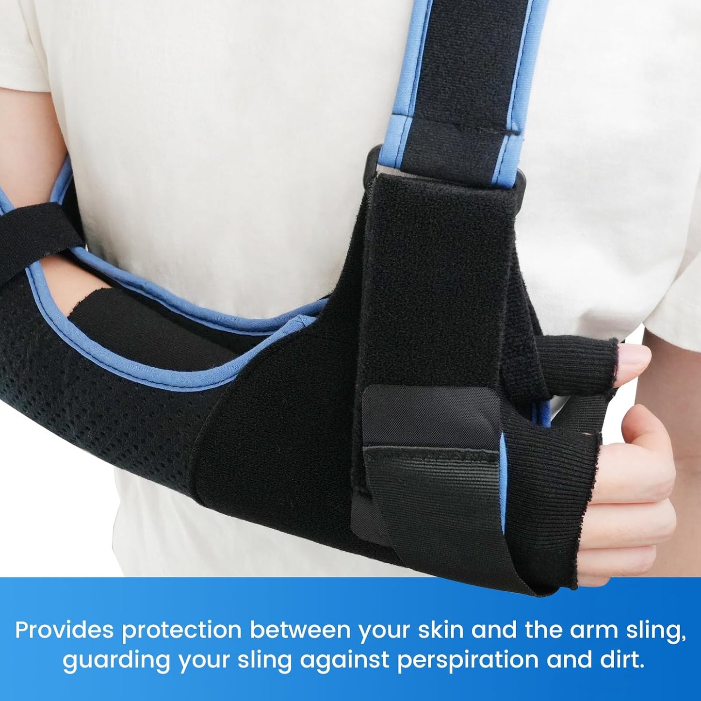 Velpeau Hand Socks for Splint (Pack of 10), Elastic Cotton Stockinette Tubing for Arm, Wrist Brace with Thumb Spica Liner, Gauze Sleeve, Under Cast Wrap, Arm Cover for Men and Women (Black, Firm Version, M)