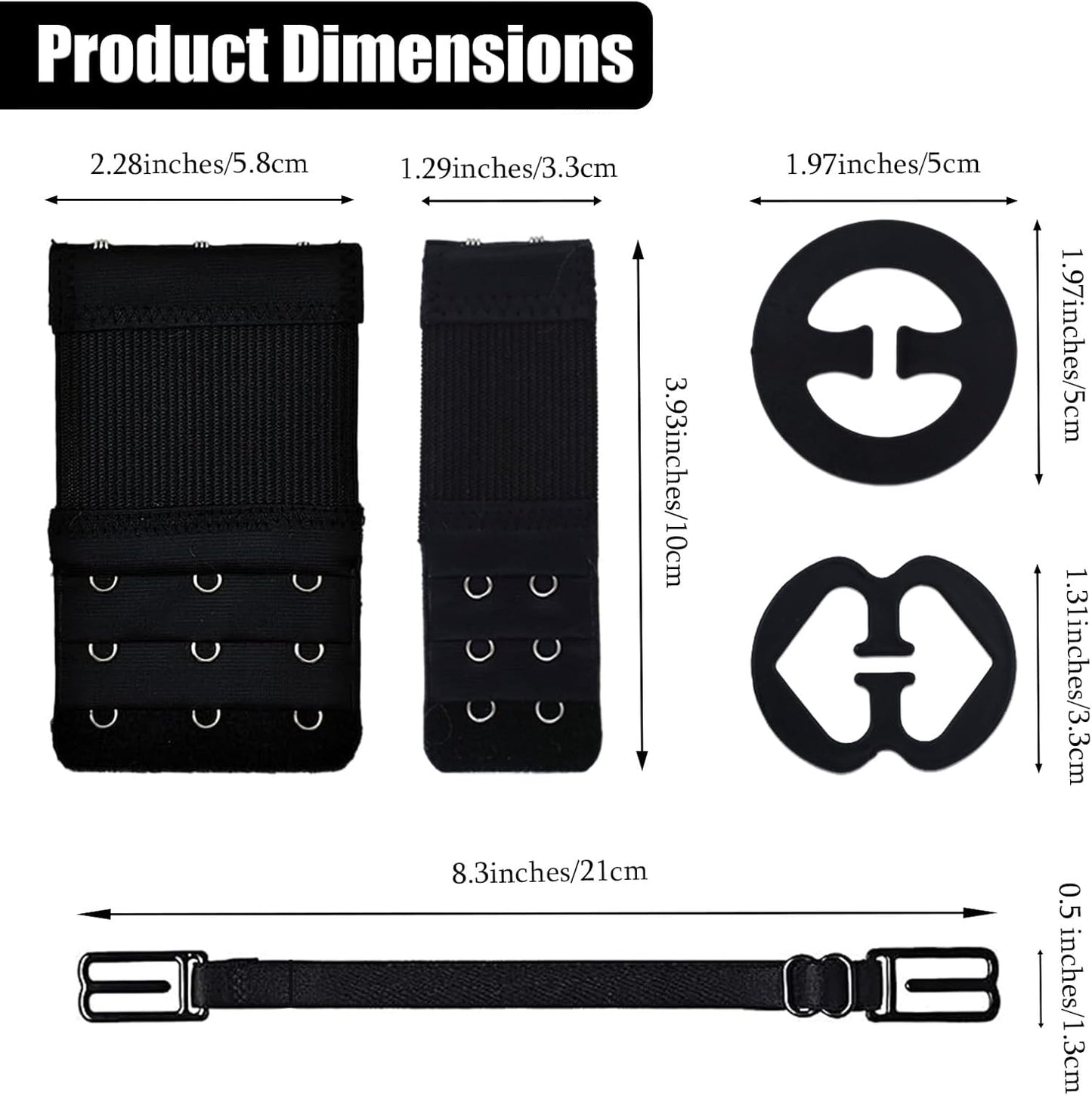 18 Pcs Bra Straps Clips Adjustable Non Slip Bra Clips for Racerback Bra Straps Holder Bra Extenders 2/3 Hook