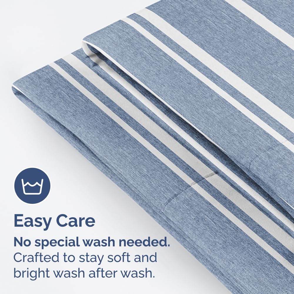 CGK Unlimited King Size Pillow Cases Set of 4 - Soft, Premium Quality Microfiber Pillowcase Covers - 20x40, 20x36 & 20x48 Pillows for Sleeping - Blue Stripes 3