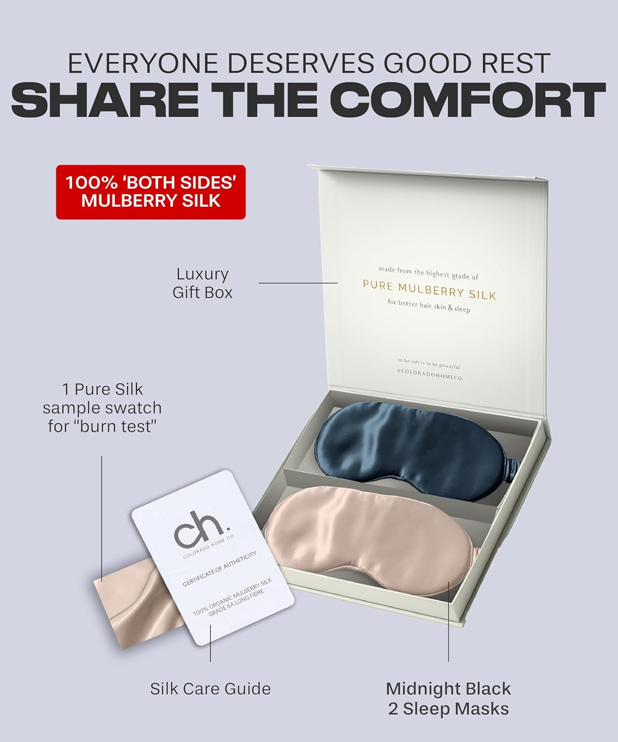 Silk Sleep Mask for Women and Men - Silk Eye Mask for Sleeping, Blindfold, Eye Covers, Pack of 2