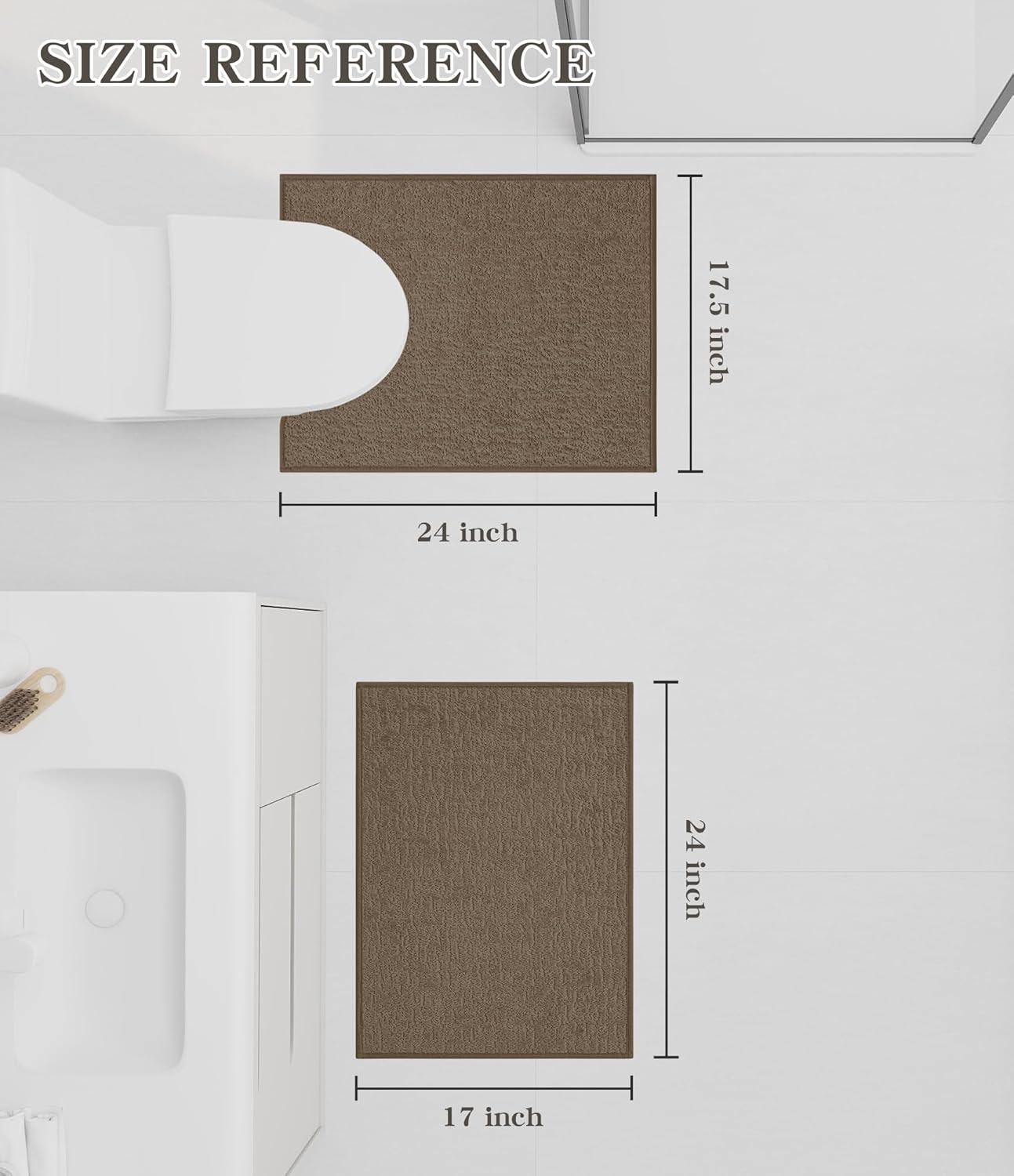 chakme Bathroom Rug Sets 2 Piece, Ultra Thin Bath Mat Quick Dry Bath Mat Set, Absorbent Bath Mat for Bathroom Non Slip Machine Washable, (Coffee, 2 Piece)