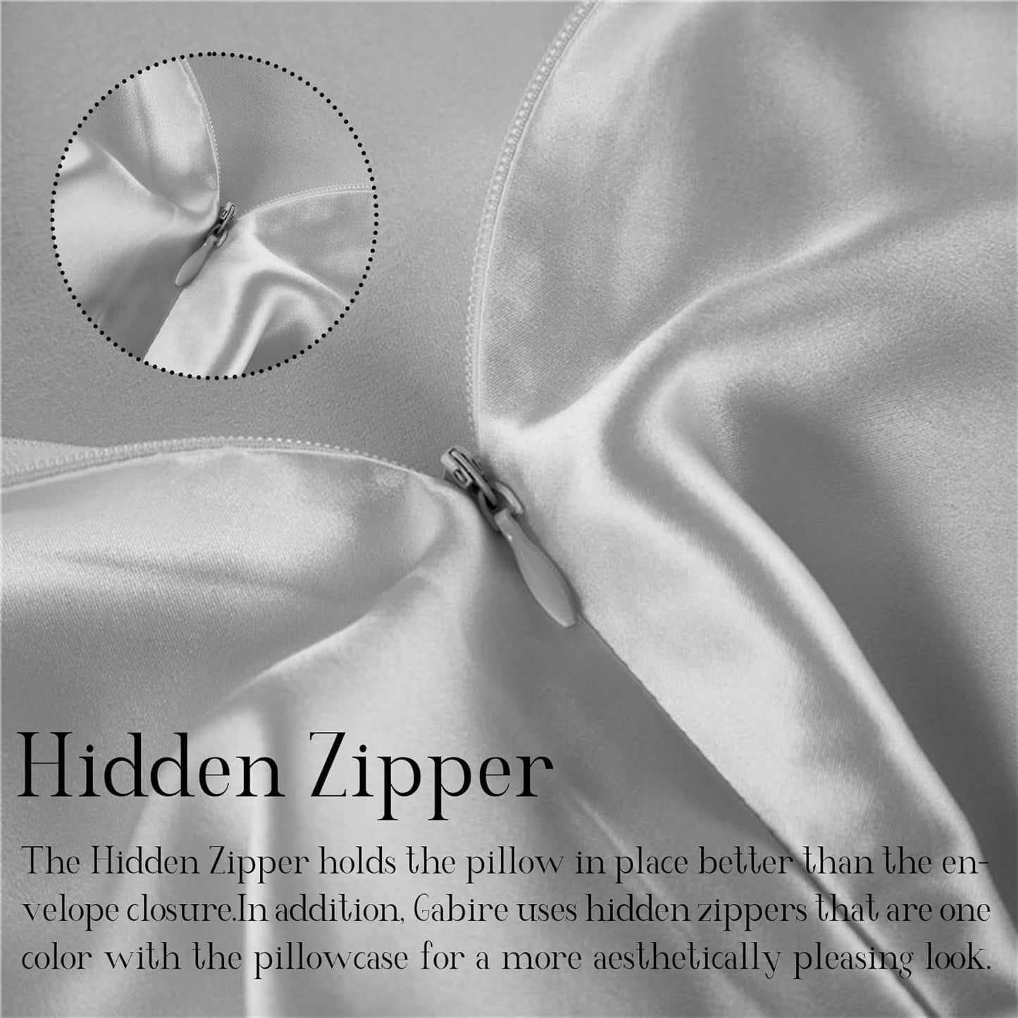 Mulberry Silk Pillowcases Set of 2, Both Sides Real Silk Pillowcase for Hair and Skin Cool Organic Silk Pillow Cases 2 Pack with Hidden Zipper, Silver Grey, Standard (20"×26")