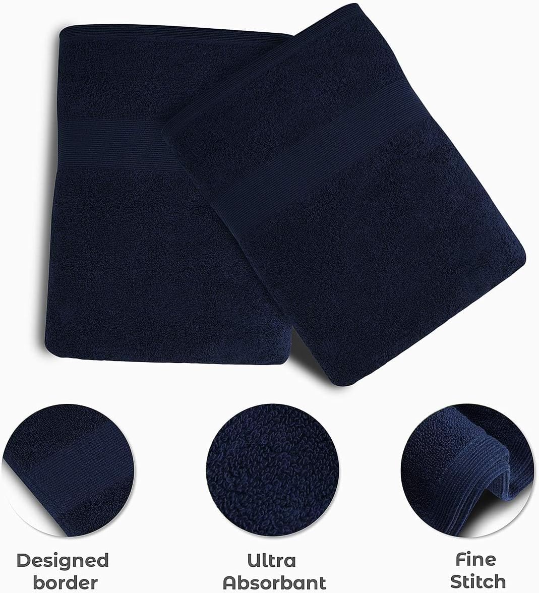 Softolle Luxury Bath Towels Set of 4 (27” x 54”) | Towels for Bathroom | Super Soft | Highly Absorbent Towels for Home, Spa, Gym (Navy Blue)
