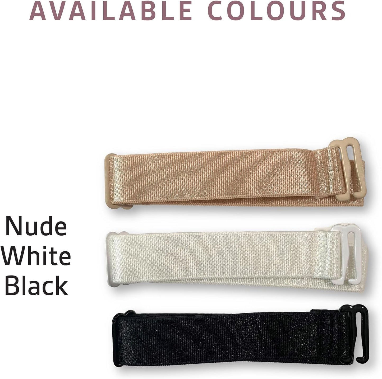 The Natural womens Elastic Holder Bra Strap, White Nude Black, One Size US