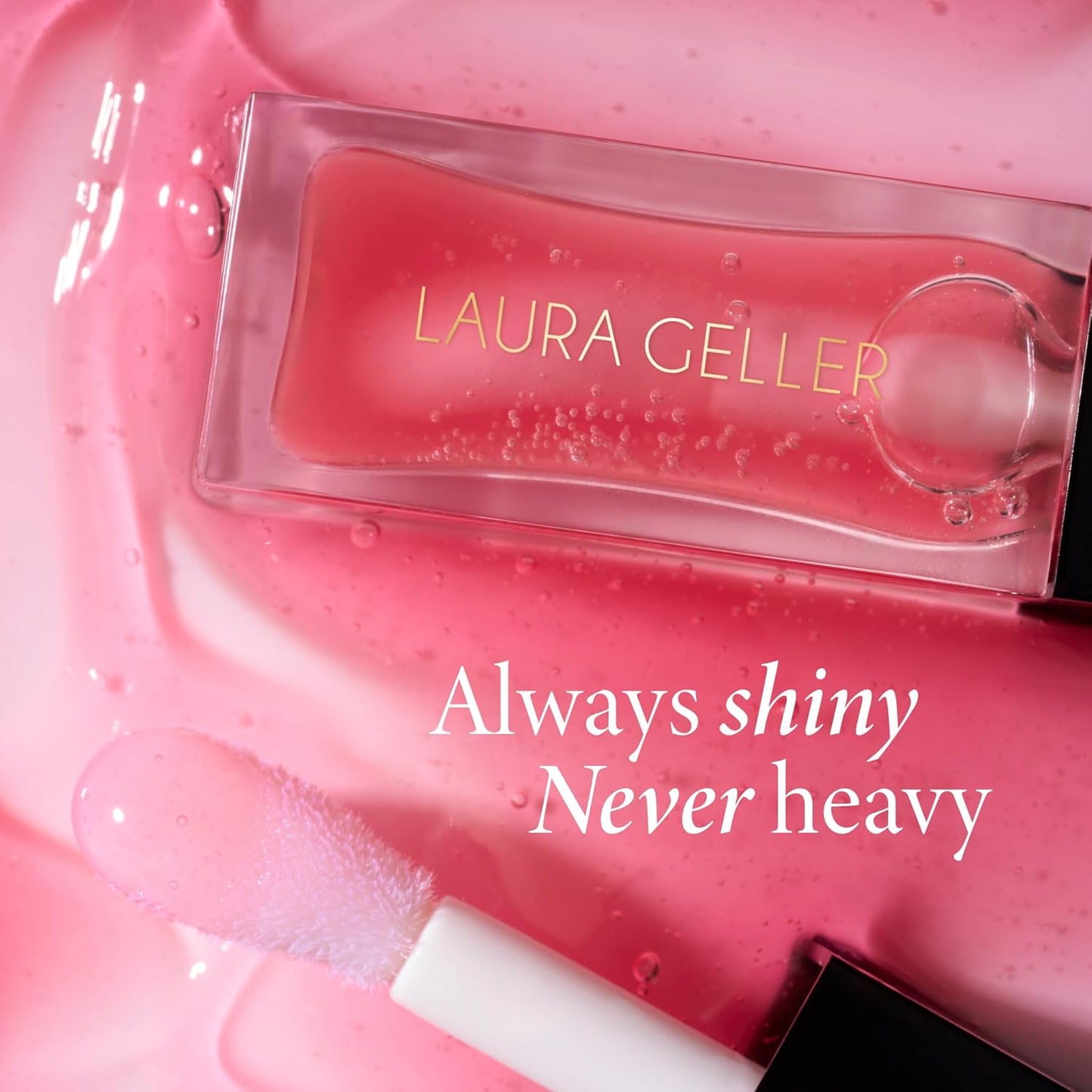 LAURA GELLER NEW YORK Fine Shine Glossy Lip Oil, Rose Garden - Hydrating Squalane - Pink Lip Gloss