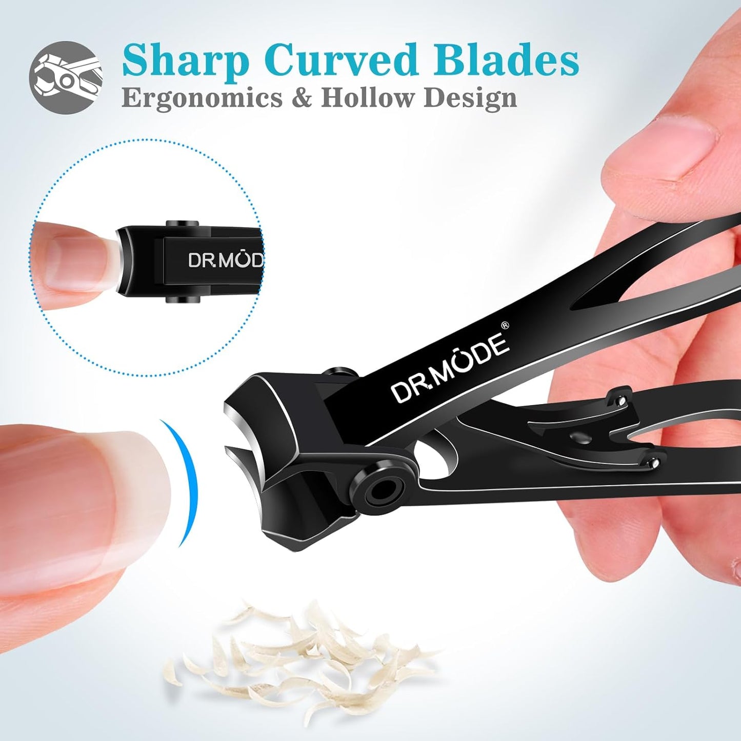 DRMODE Nail Clippers for Men Thick Nails, Heavy Duty Toenail Clippers for Seniors Thick Toenails with 16MM Wide Jaw, Sharp Stainless Steel Large Finger Nail Clippers Adult Cutter Trimmer with File