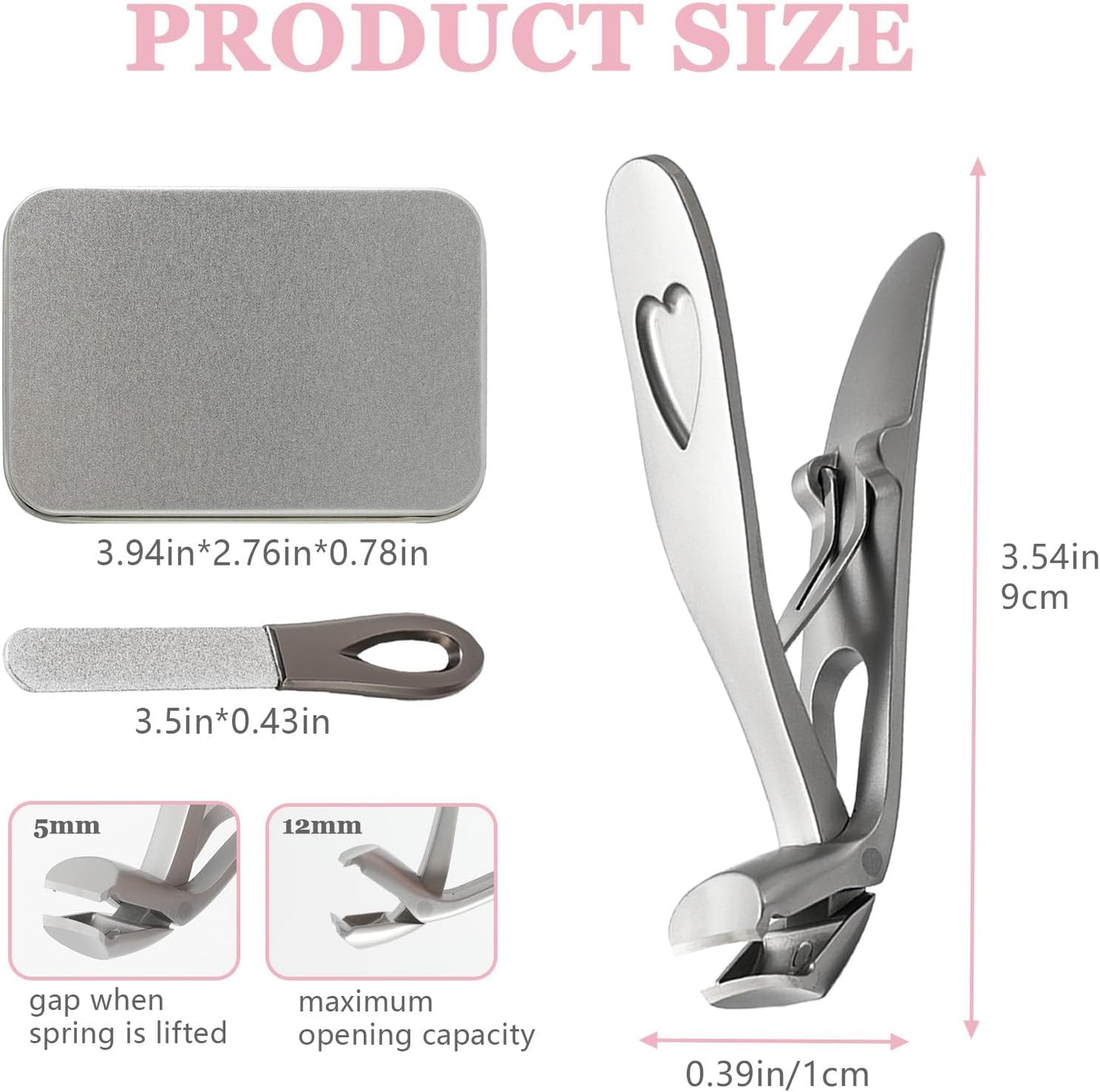 Toe Nail Clippers for Seniors, Toenail Clippers for Thick Toenails, Fingernail Clippers for Men, Nail Trimmer, Professional Nail Clippers, Ergonomic Angled Head Senior Toenail Clipper (Silver)