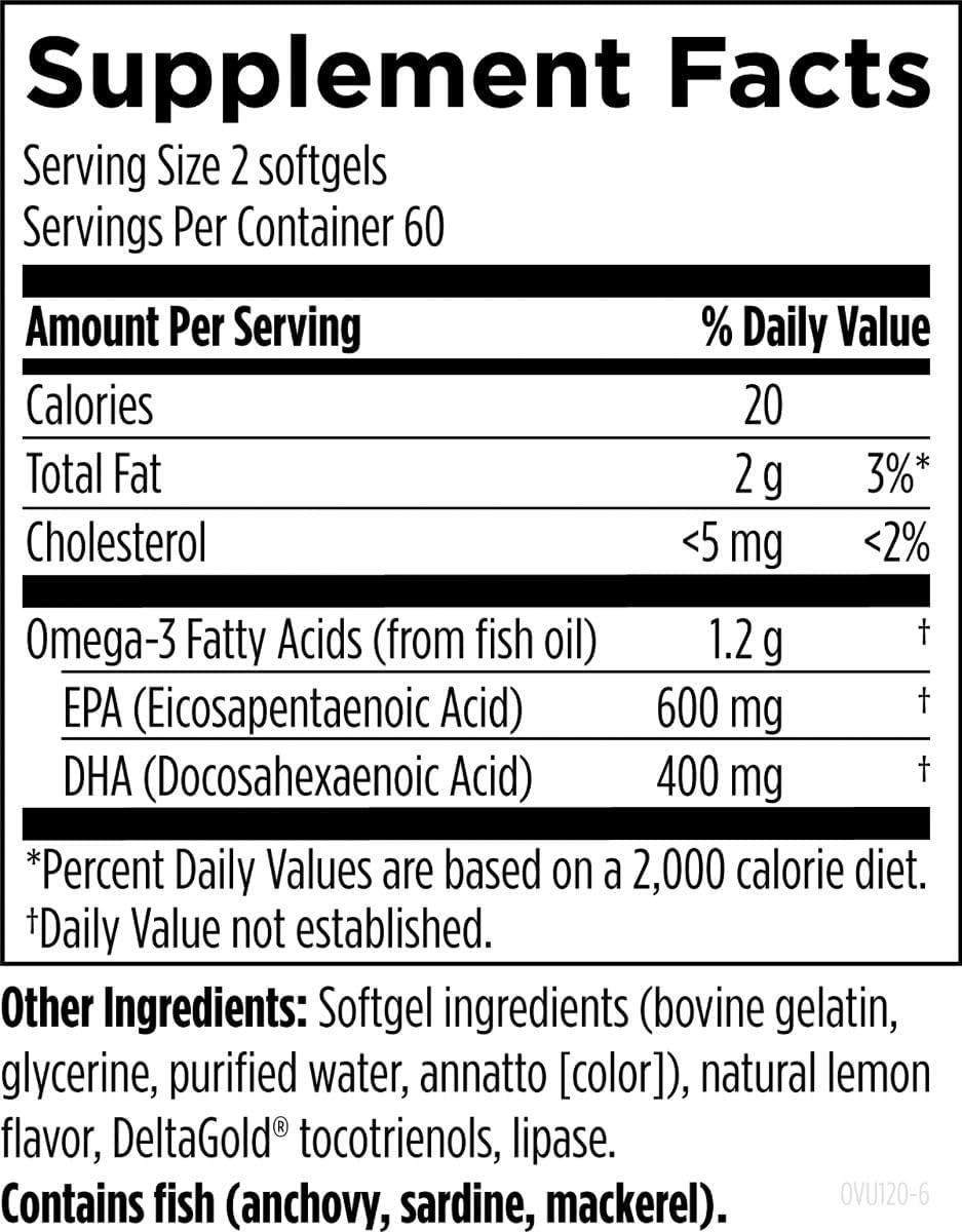 Designs for Health OmegAvail Ultra TG Fish Oil 1200mg - Triglyceride Form Omega 3 Fish Oil Supplement with DHA/EPA - No Fishy Aftertaste (120 Softgels)