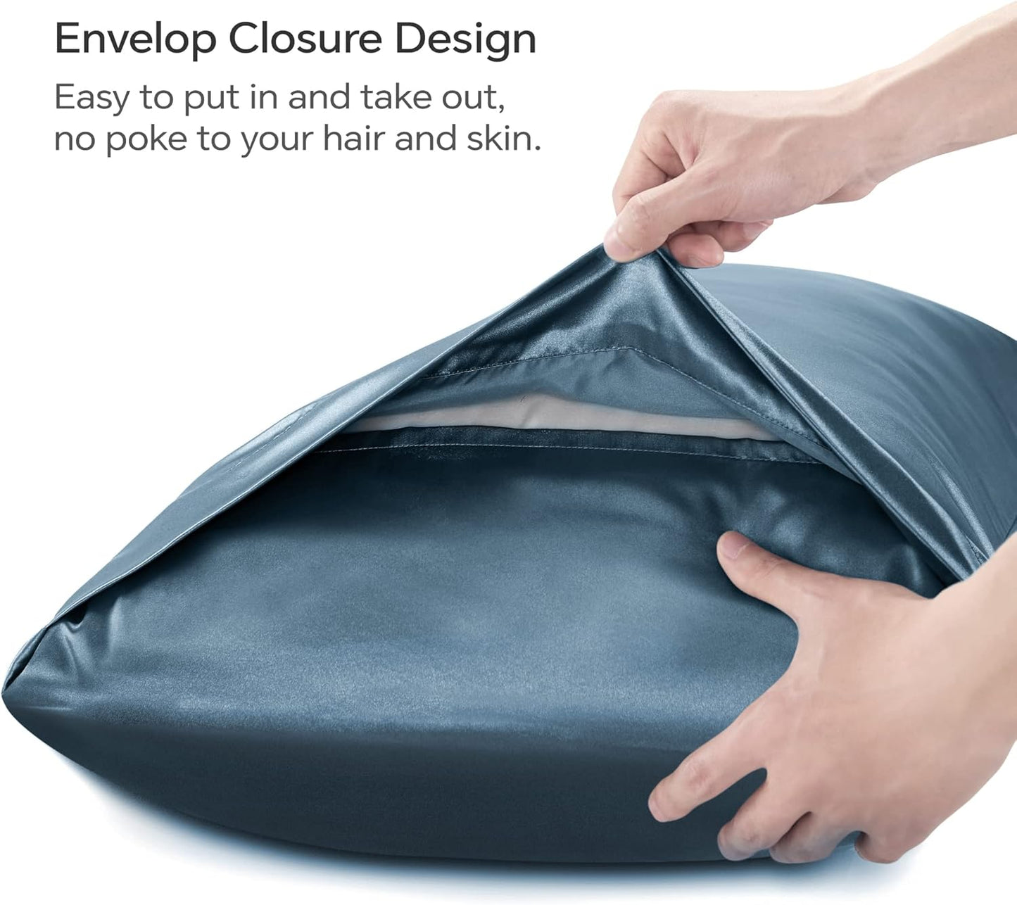 BEDELITE Satin Body Pillow Cover, Super Soft and Cooling Body Pillow Pillowcase for Hair and Skin, Breathable Silky Full Long Pillowcase Cover(20"x54", Bluesteel)