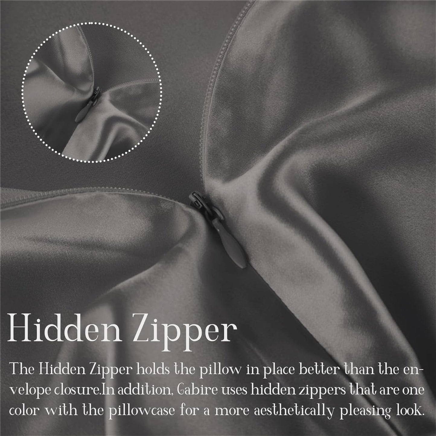 Mulberry Silk Pillowcase for Hair and Skin Prevent Acne Both Sides Real Silk Pillowcases Organic Silk Pillow Cases with Hidden Zipper, Grey, Standard (20"×26")