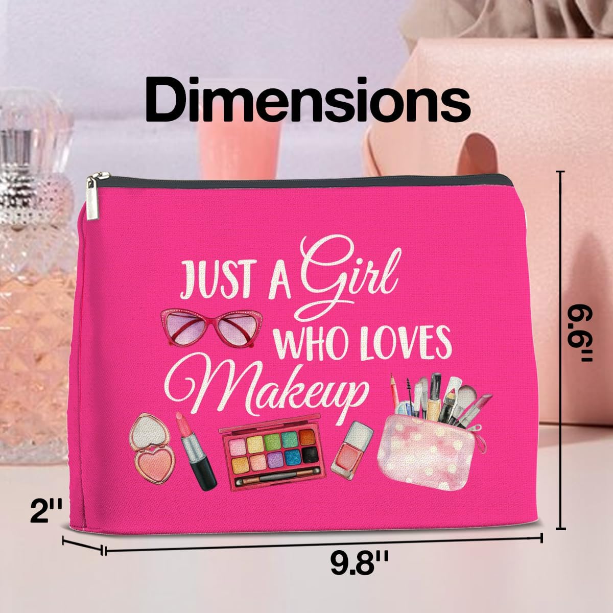 Make Up Cosmetic Bag Gifts for Women Sister Daughter, Just a Girl Who Loves Makeup Bag Zipper Makeup Pouch