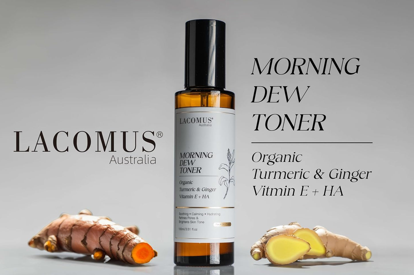 Morning Dew Organic Turmeric & Ginger Facial Toner, Infused with Vitamin E and Hyaluronic Acid, Hydrating Pore-Refining, Anti-Aging Formula for All Skin Types