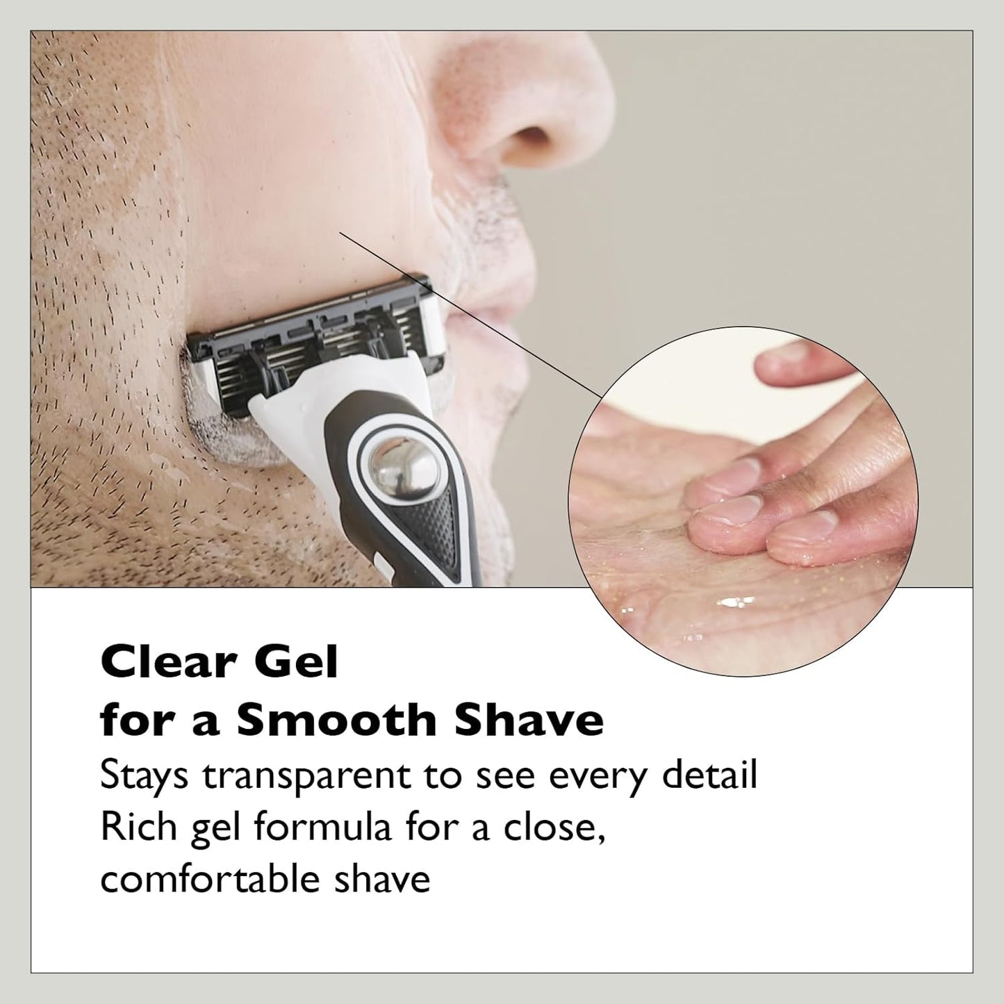 Vita Shaving Gel Bright – Vitamin C Transparent Shaving Gel for Men, Non-Foaming, Smooth Glide & Skin Brightening, 8.45 Fl Oz