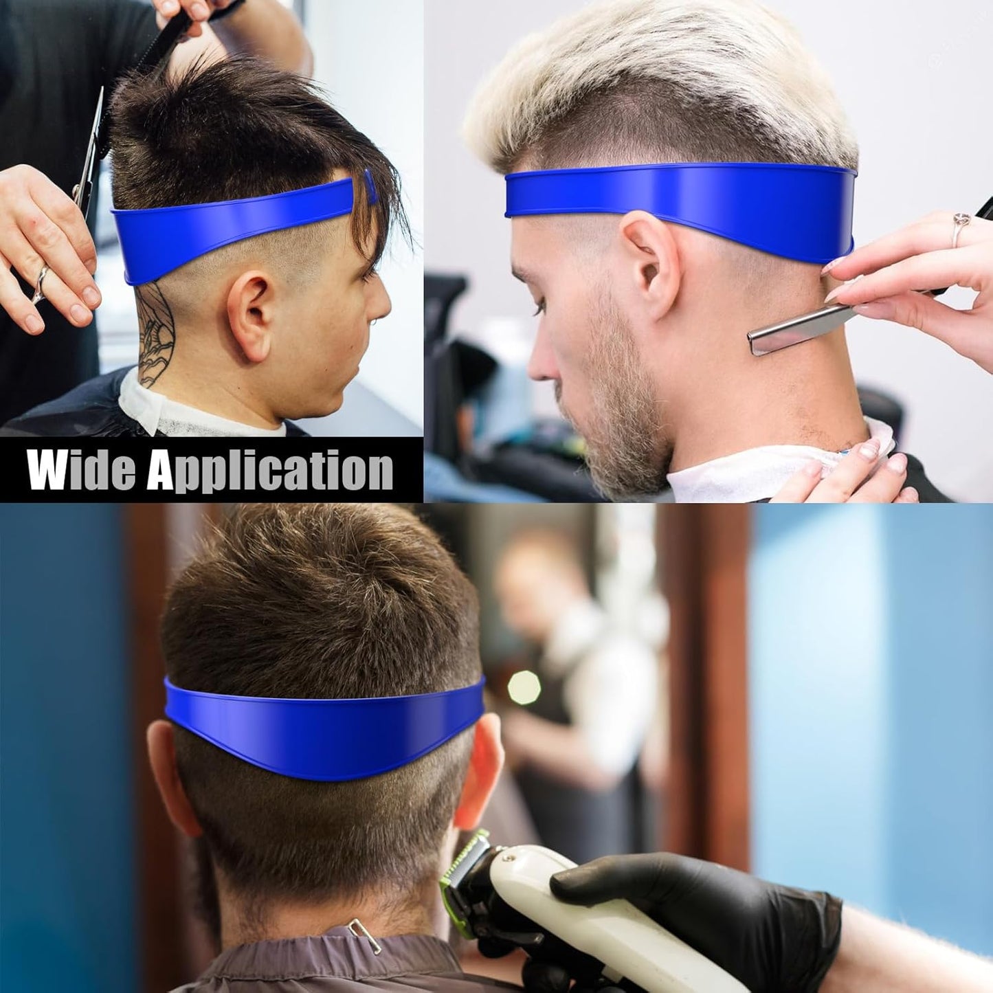 Neckline Shaving Template and Adjustable Hair Trimming Guide,DIY Self Haircutting System, Shaving and Keeping a Clean and Straight Neck Hairline,Easy Use Tool Soft Portable(Blue)