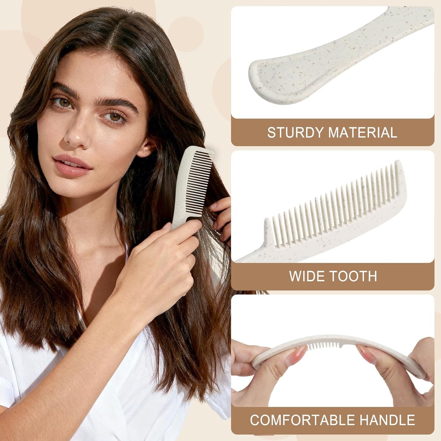 Combs in Bulk Individually Wrapped, 50 Pack Disposable Hair Combs for Hotel, Salon, Home Care and Travel (Wheat)