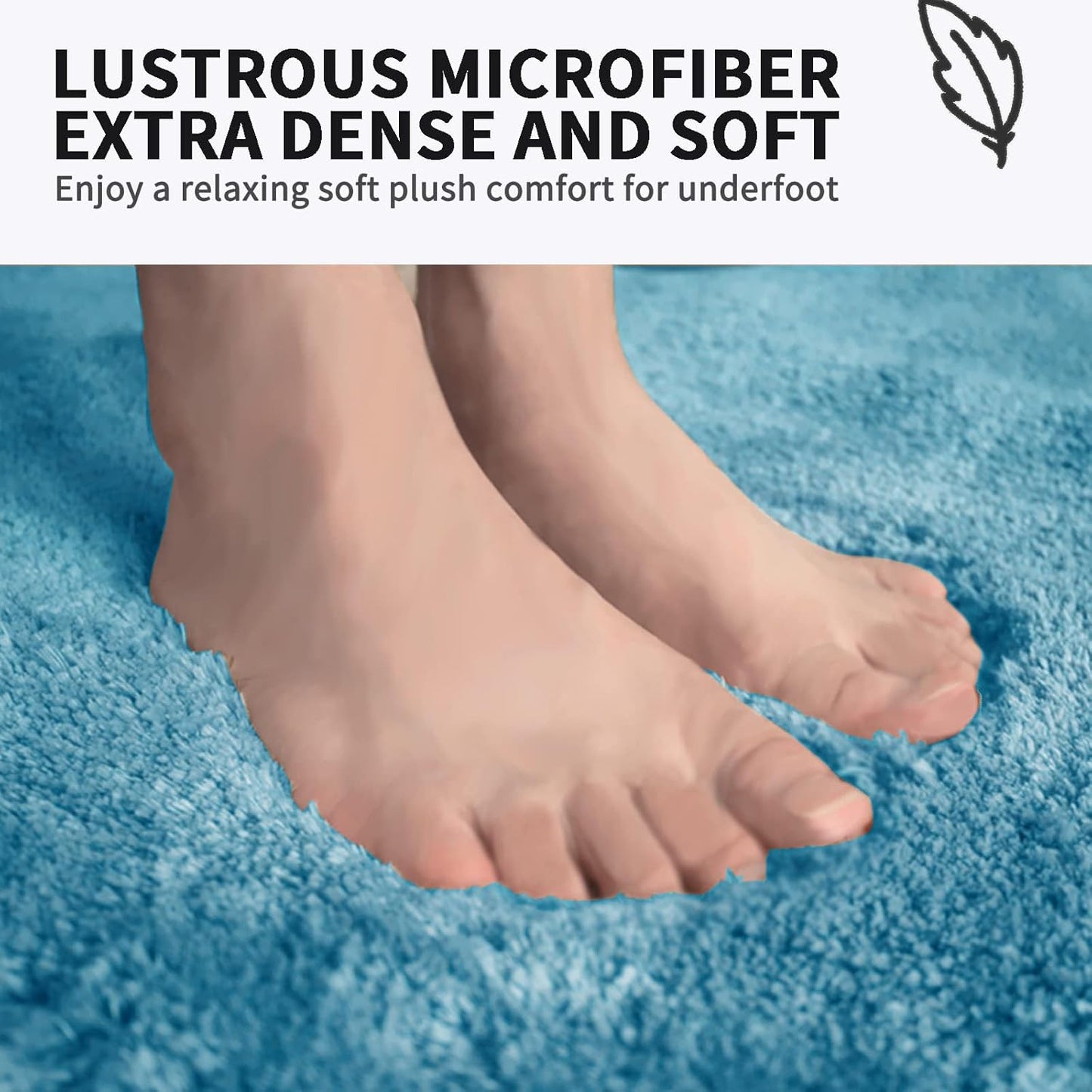 FIFU Bathroom Rugs 20" W x 32" L, Bath Mat for Bathroom, Bedroom, Laundry Room & Kitchen, Non-Slip Rubber Latex Backing, Extra Soft and Absorbent Microfiber Carpet, Machine Washable Rug, Sky Blue