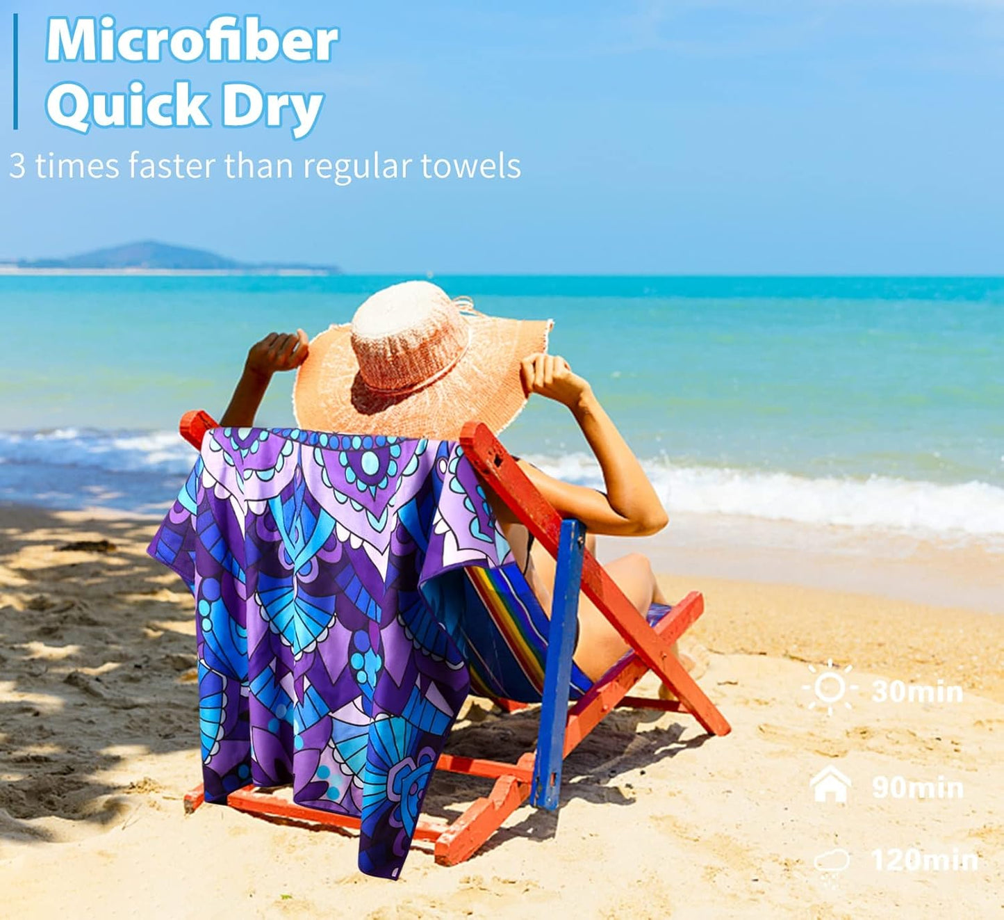 2 Pack Microfiber Oversized Lightweight Beach Towel 71"x32" Extra Thin Large Sand Free Towels Travel Swim Pool Yoga Gym for Adults Women Men Beach Essentials Accessories Vacation Gift