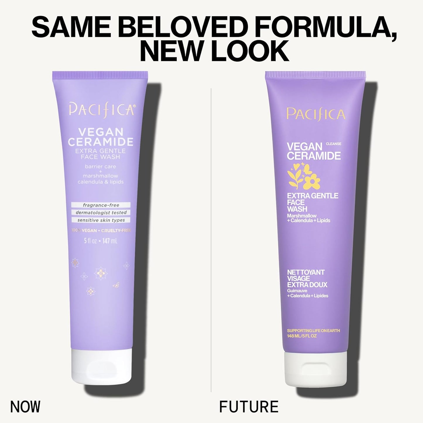 Pacifica Face Wash for Sensitive Skin Facial Cleanser Vegan Ceramide Barrier Repair Extra Gentle for Daily Fragrance Free for Sensitive Skin, Clean Beauty, Vegan & Cruelty-Free Dermatologist Tested