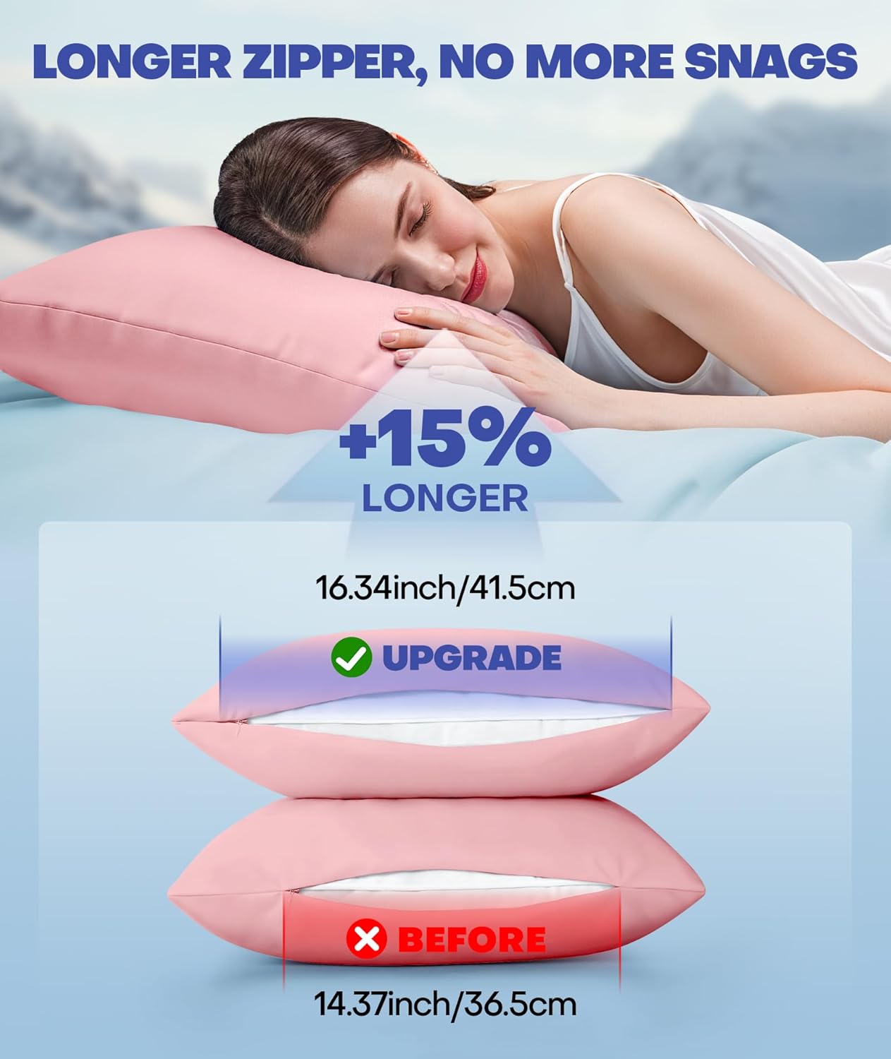 Ice Cooling Pillowcase for Hot Sleepers, Instantly Cool, Stays Cold All Night, Softer Than Silk Pillow Cases, Pillow Covers with Invisible Zipper, Gift for Men & Women - Standard, Coral Pink (1 Pack)