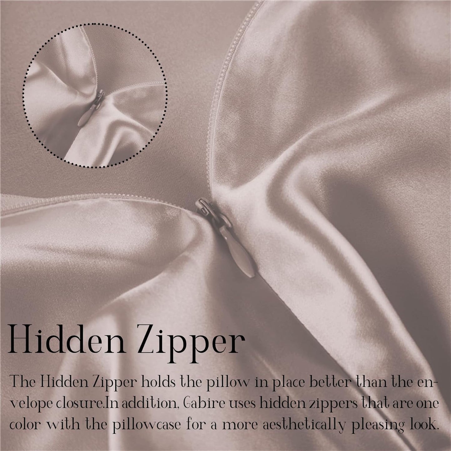 Mulberry Silk Pillowcases Set of 2, Both Sides Real Silk Pillow Covers for Hair and Skin Cool Pillowcase Organic Silk Pillowcase 2 Pack with Hidden Zipper, Apricot Grey, King (20"×36")