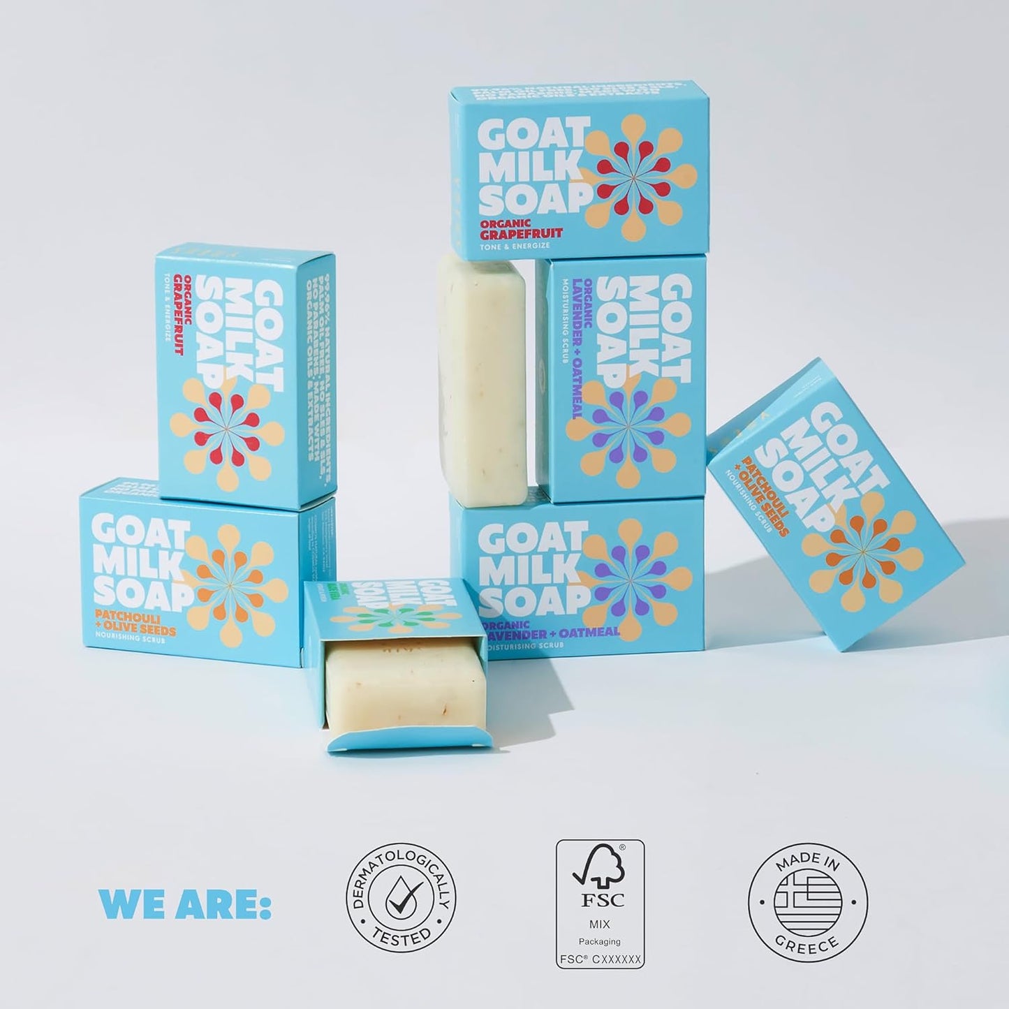 Goat Milk Soap Bars - Set of 8 Pieces - All Natural, Organic, Goats Milk Soap Bars - Nourishing, Ideal for Sensitive Skin - Perfect for Kids, Men, and Women of All Ages