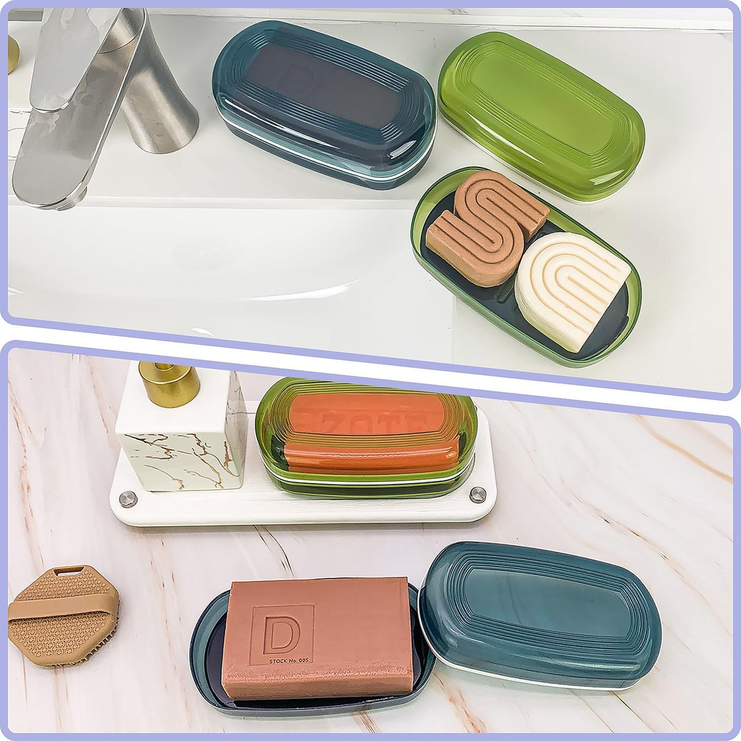 Shampoo Bar Travel Case with Lid, Large Bar Soap Holder, Shampoo and Conditioner Bar Container Perfect for Kitsch Bar Soap, Travel Soap Box for Traveling, Camping, Gym, Bathroom (Max,Black)