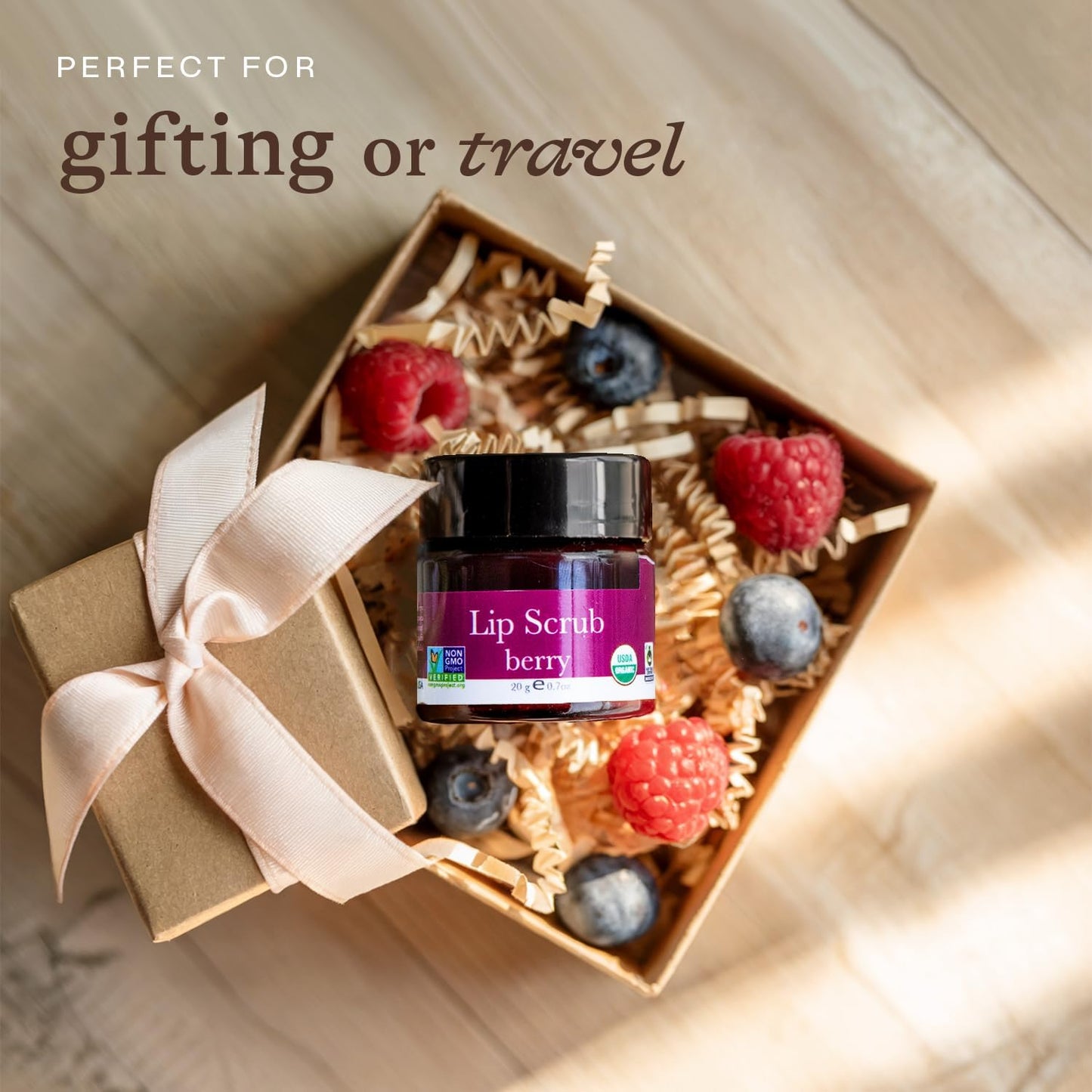 USDA Organic Lip Scrub Berry - USA Made with Natural Ingredients, Moisturizing Scrub Exfoliator for Dry Lips, Lip Sugar Scrubber Exfoliator for Smooth Lips, Small Beauty Gifts
