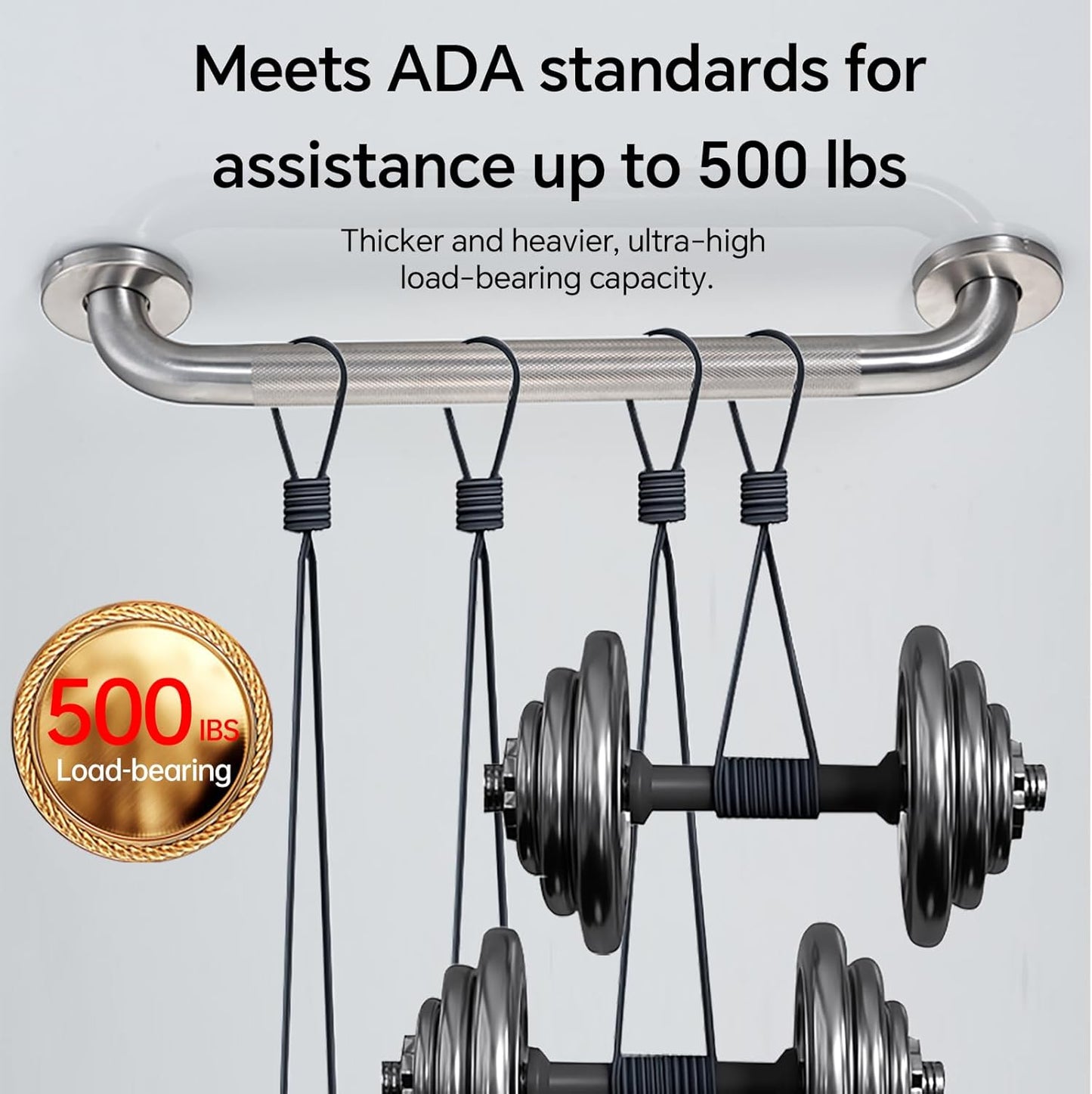 Joyrain 16-inch Bathroom Safety Grab Bar - 500lb Weight Capacity ADA Certified Anti-Slip Handle for Shower/Tub/Toilet, Elderly & Disabled Assist (Knurling, 12 inch)