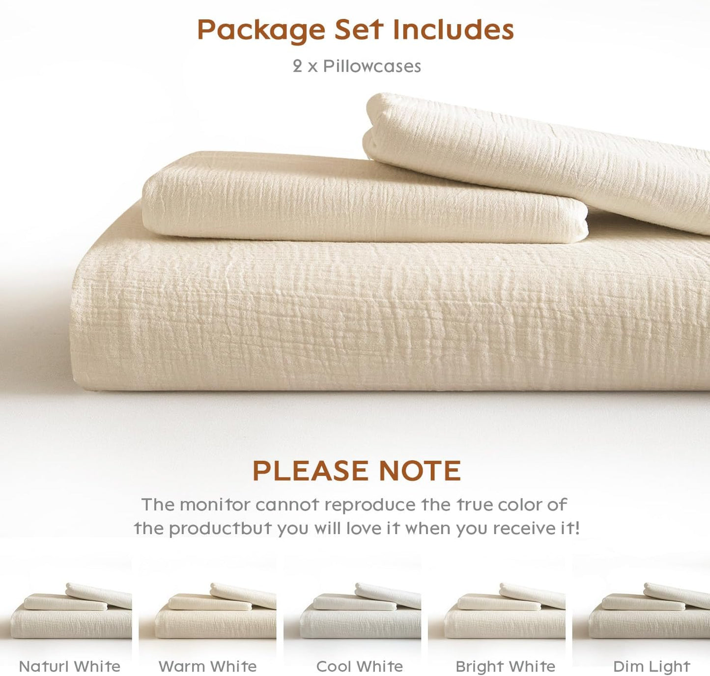 SE SOFTEXLY Muslin Pillowcases Queen Size 100% Cotton, 2 Pack Linen Like Pillow Shams with Envelope Closure, Ultral Soft and Breathable Pillow Case Covers, Off-White, 20" X 30", No Filling