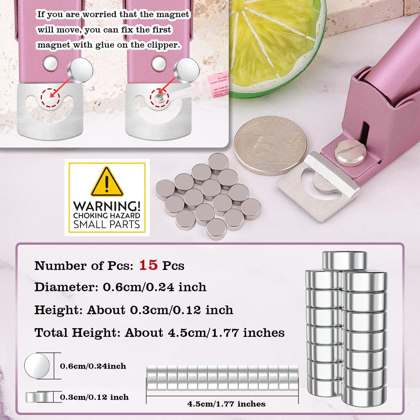 Light Pink(Matte) Premium Nail Clippers with Magnets Sizers for Acrylic Nails, Artificial Fake Nail False Nail Tip Cutter Trimmer Manicure Pedicure Sharp Blade Clip Tool For Salon Home Art Beauty