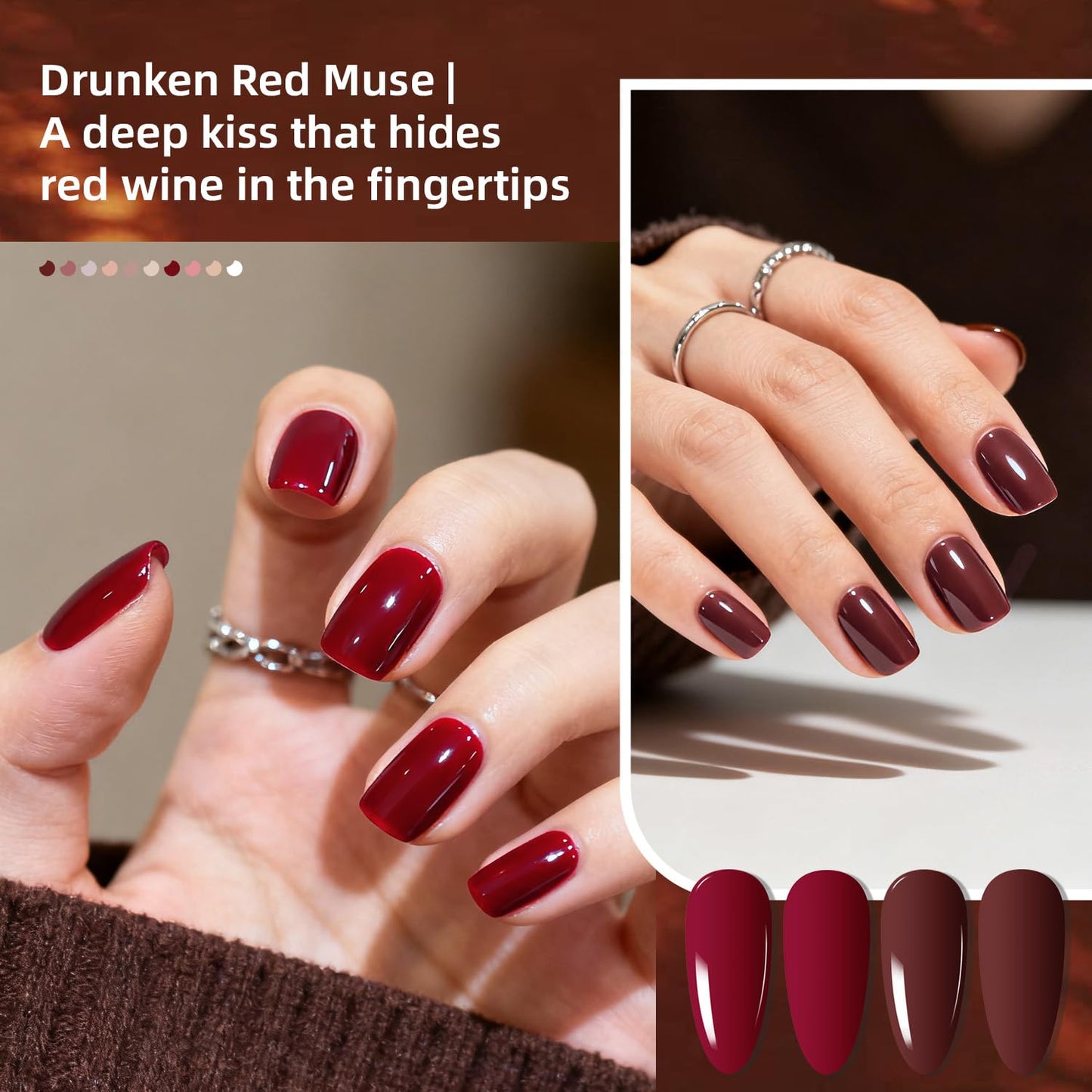 JODSONE 10 Colors Gel Nail Polish Set with Base Coat & Top Coat White Pink Purple and Red Gel Polish for All Seasons Women's Holiday Gift