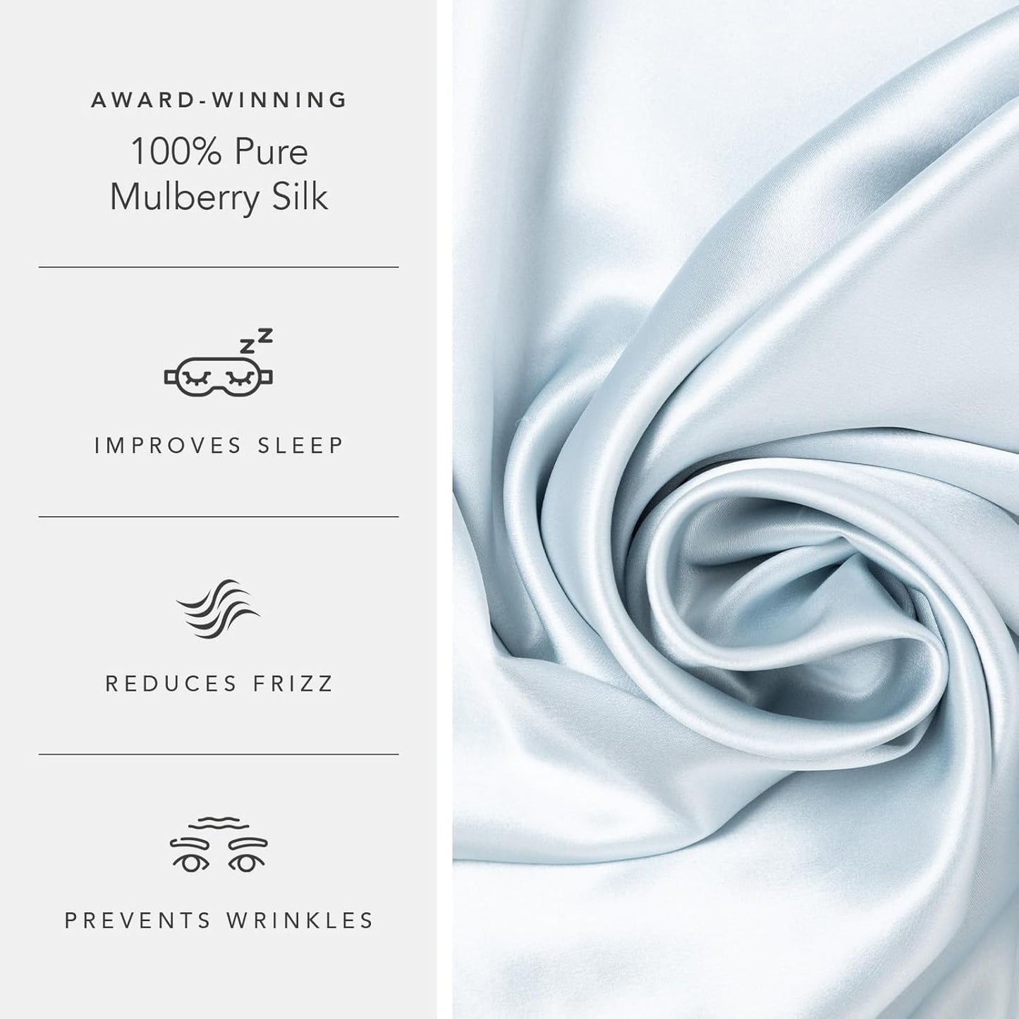 Fishers Finery 25mm 100% Pure Mulberry Silk Pillowcase (Blue Queen 2 Pack)