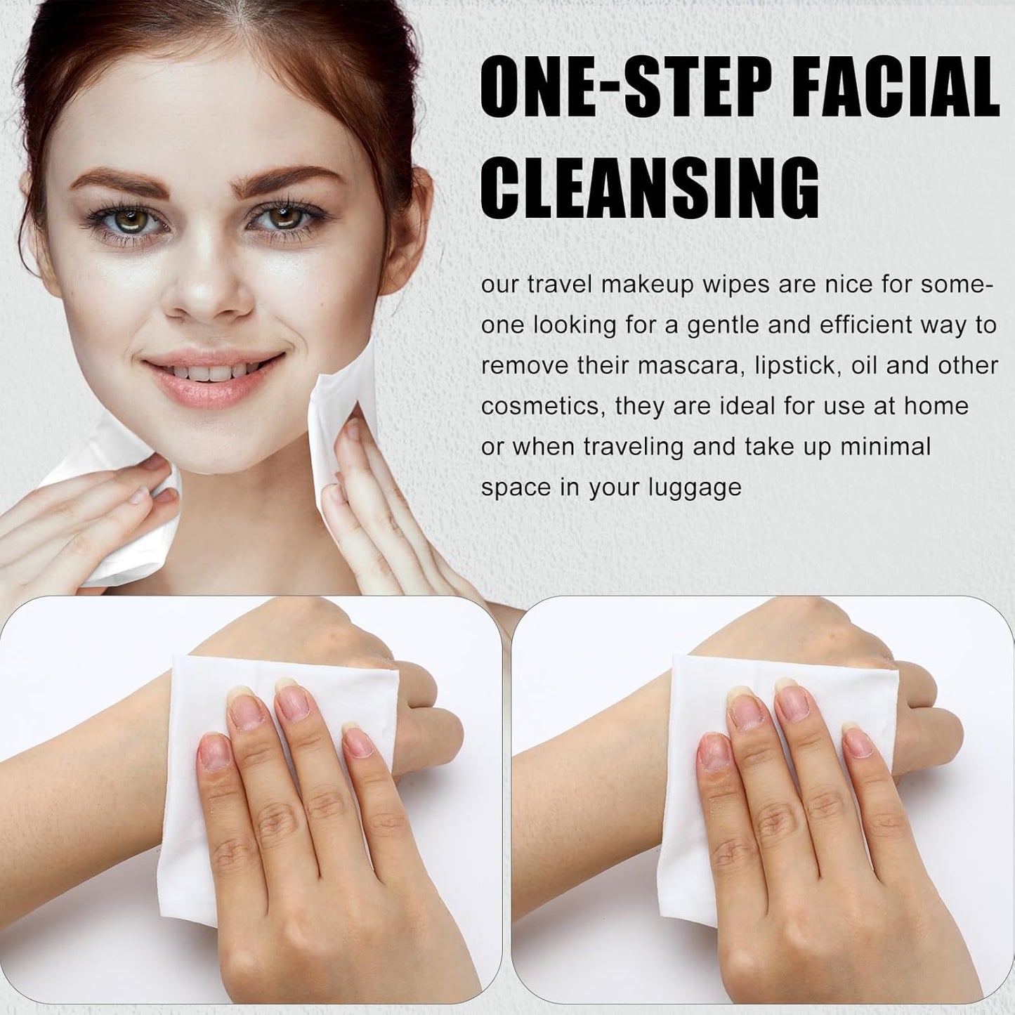 Ctosree 150 pcs Makeup Remover Wipes Bulk Individually Wrapped Makeup Wipes Single Remover Cloth Facial Cleansing Pads for Mascara Lipstick Oil Dirt Face Skin Travel Hotel(White)