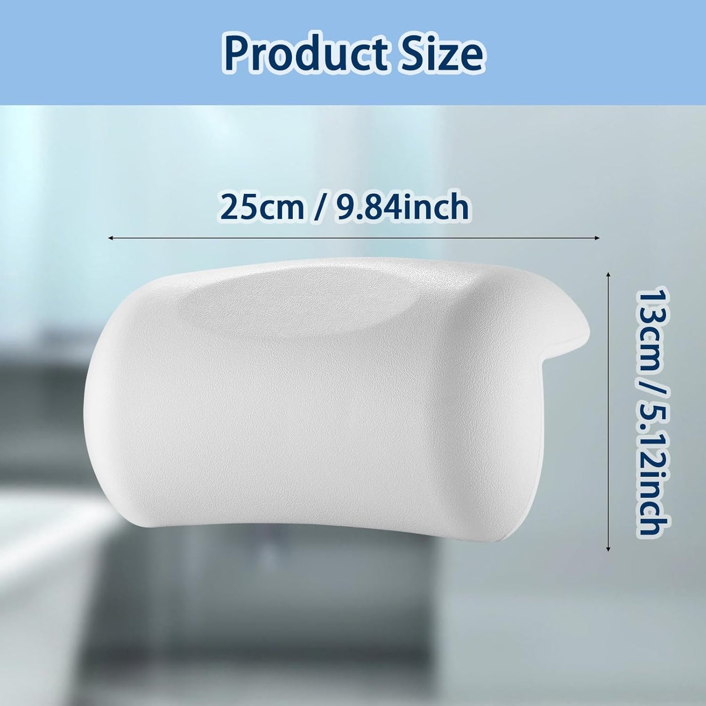 Bath Pillow Bathtub Pillow, Bath Pillows for Tub Head and Neck Support, Waterproof Bath Tub Pillows with Strong Non-Slip Suction Cups, Relaxing Bath Accessories for Soaking, Spa White