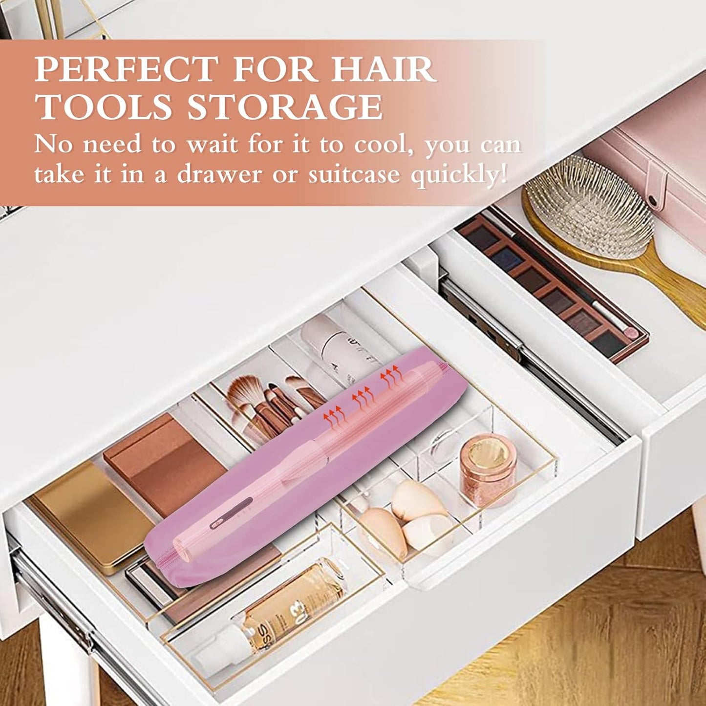 Professional Hot Hair Tools Organizer Bag Portable Travel Heat Resistant Storage Case Pouch for Curling Irons, Flat Irons, Hair Straightener and Styling Tools(17.7" x 3.2"x 3.2")