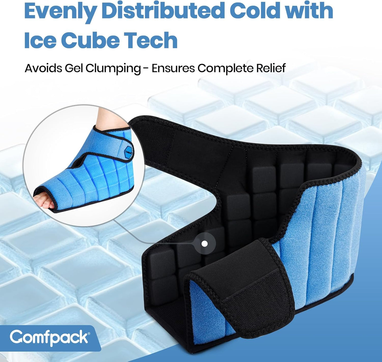 Foot Ice Pack Wrap for Plantar Fasciitis Relief with 2 Hours Long Lasting Cold, Reusable Ice Boot for Injuries, Heel Pain, Swelling, Achilles Tendonitis, Surgery ﻿