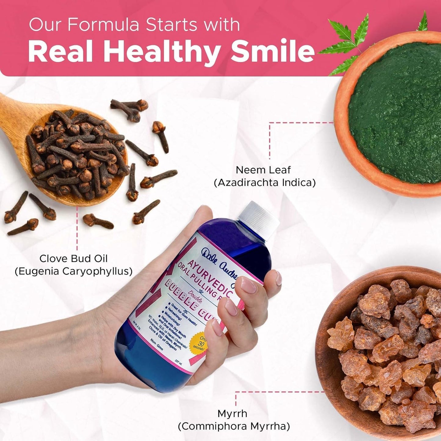 Pack of 3 Ayurvedic Organic Oil Pulling for Teeth and Gums | Bubble Gum Flavored Organic Oral Rinse Mouthwash | Essential Oils for Oral Hygiene, Healthy Gums, Teeth Whitening & Fresh Breath-8 FL Oz