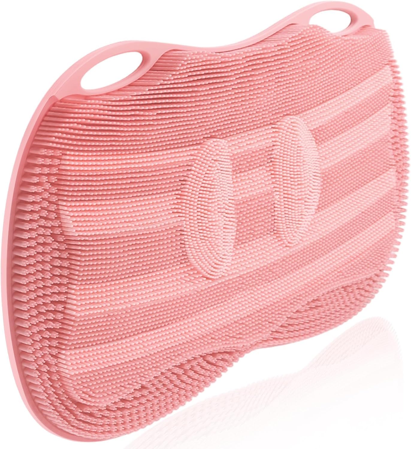 Kalolary Silicone Shower Foot Scrubber Mat, Large Foot Scrubber in Shower with Non Slip Suction Cups Foot Cleaner Brush to Clean Exfoliate and Massage Feet Without Bending Over Easy to Clean (Pink)