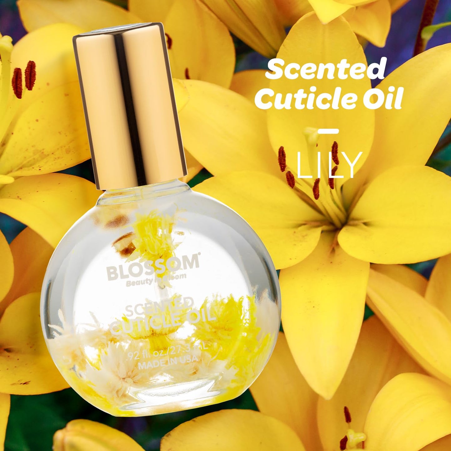 Blossom Cuticle Oil for Nails, Hydrating, Moisturizing, Scented Nail Oil Cuticle Care, Infused with Real Flowers, Made in USA, 0.92 fl. oz, Lily