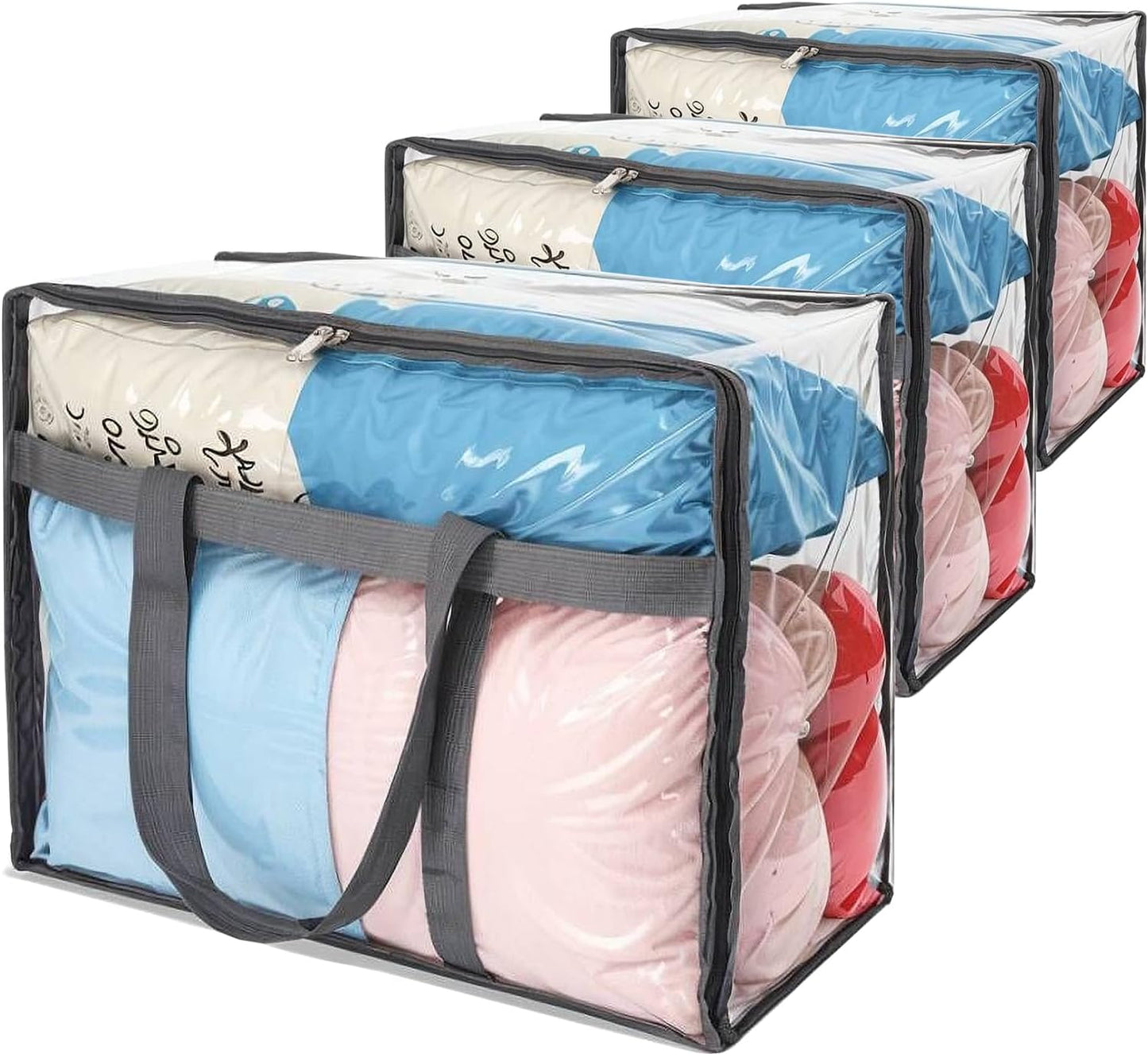 110L Large Capacity Clear Storage Bags with Zipper for Comforters, Blankets, Bedding, Quilts, Pillows – Plastic Storage Bags for Organizing Seasonal Clothes and Household Items