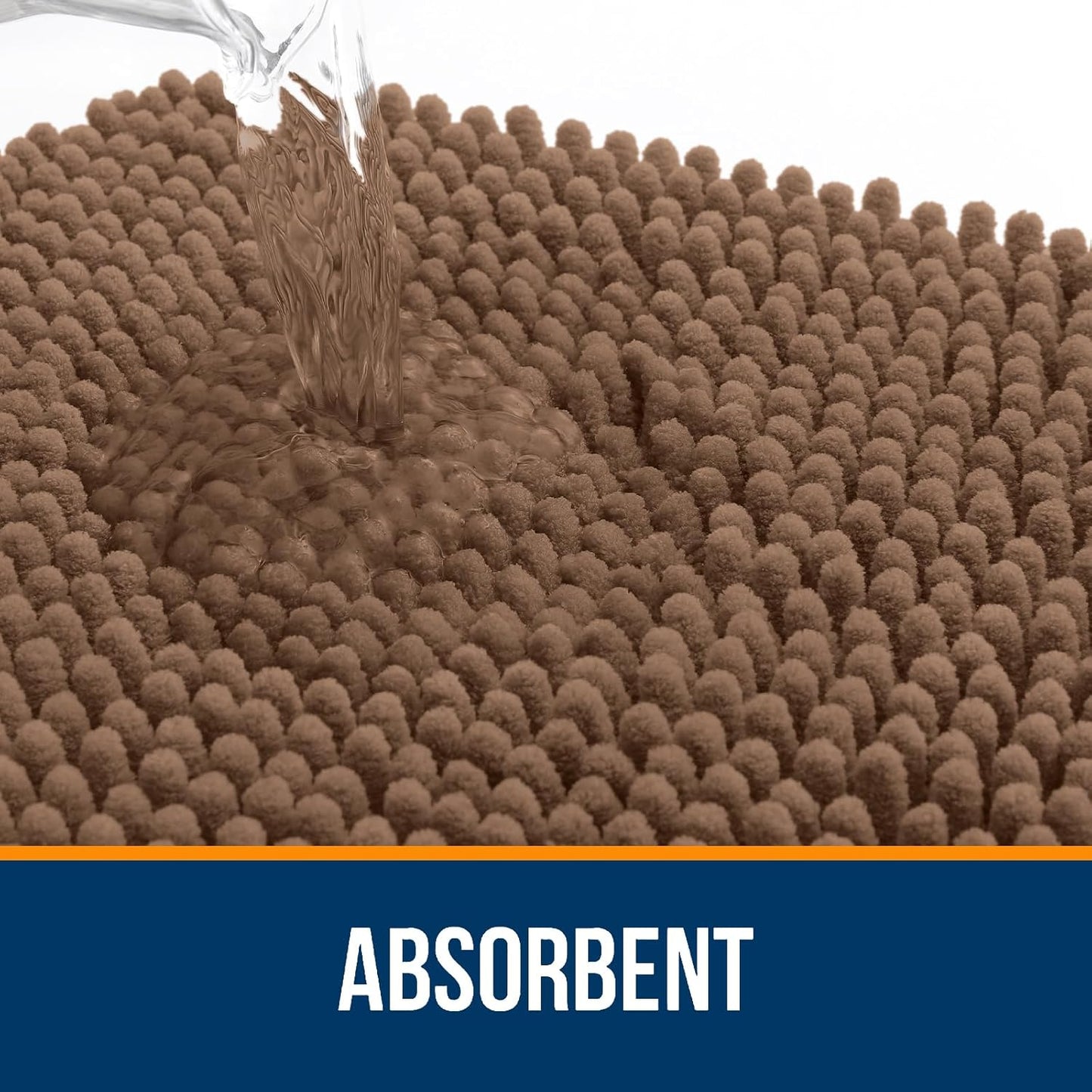 OLANLY Bathroom Rugs 24x16, Extra Soft Absorbent Chenille Bath Rugs, Rubber Backing Quick Dry, Machine Washable Bath Mats for Bathroom Floor, Tub and Shower, Home Decor Accessories, Mocha