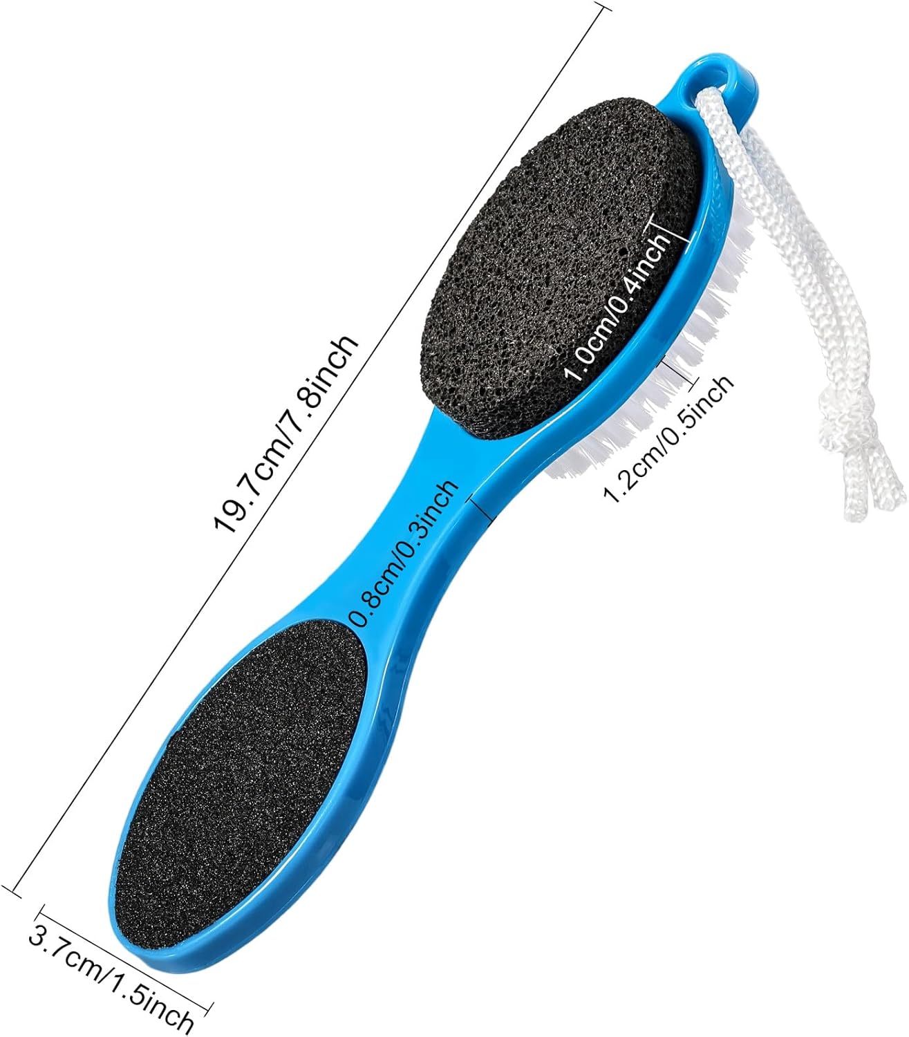 Pumice Stone Brush for Feet 4 in 1, Foot File Callus Remover, Foot Rasp and Sand Paper Pedicure Tools with Handle, Shower Foot Scrubber, Soft Smooth Feet for Home Foot Care,2 Pack