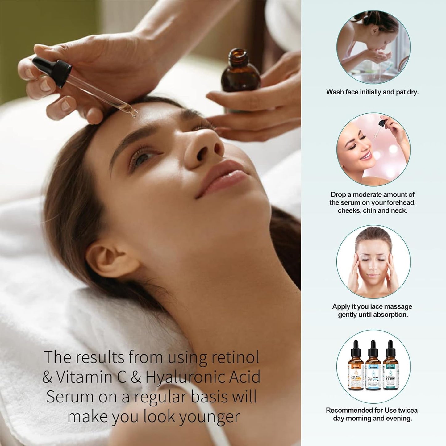 Age Defying Facial Serum - Vitamin C, Retinol & Hyaluronic Acid Serum Set for Wrinkles, Fine Lines, Skin Firmness & Moisture Retention - Collagen Boost & Deep Nourishment