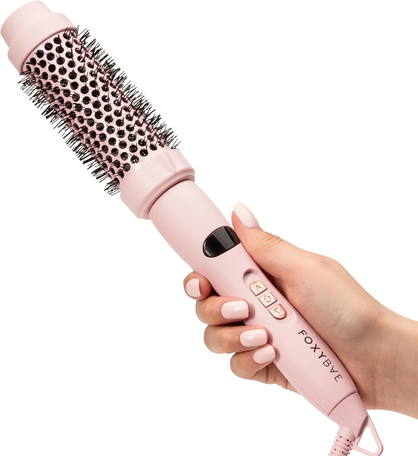 FoxyBae Hot Round Brush Hottie Hot Ceramic Hairbrush 1.5" - Curler & Straightener - Multi-Styler - Fight Frizz & Add Volume (Blush)