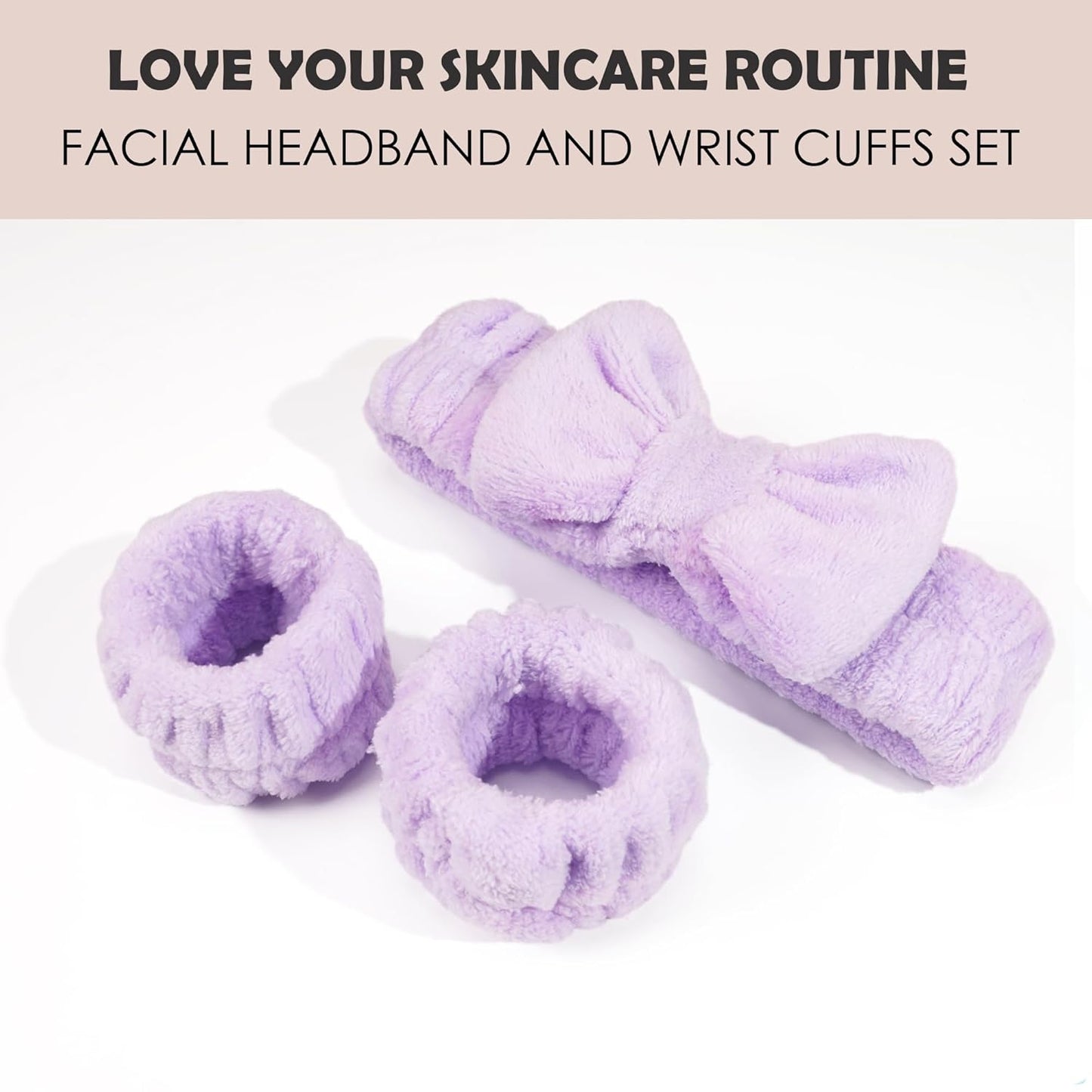 Ayesha Spa Headband and Wristband Set for Skincare Washing Face,Makeup Headband Wrist Cuffs for Preppy Skincare for Women Girl