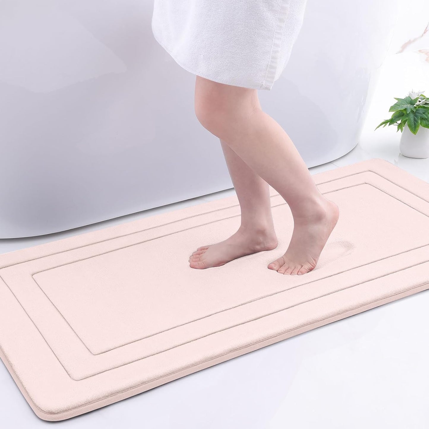 Arotive Memory Foam Bathroom Rug Mat 47x24, Ultra Soft and Absorbent Bath Mat, Machine Wash Dry, Comfortable Bath Rug Carpet for Bathroom Floor, Tub and Shower, Pink